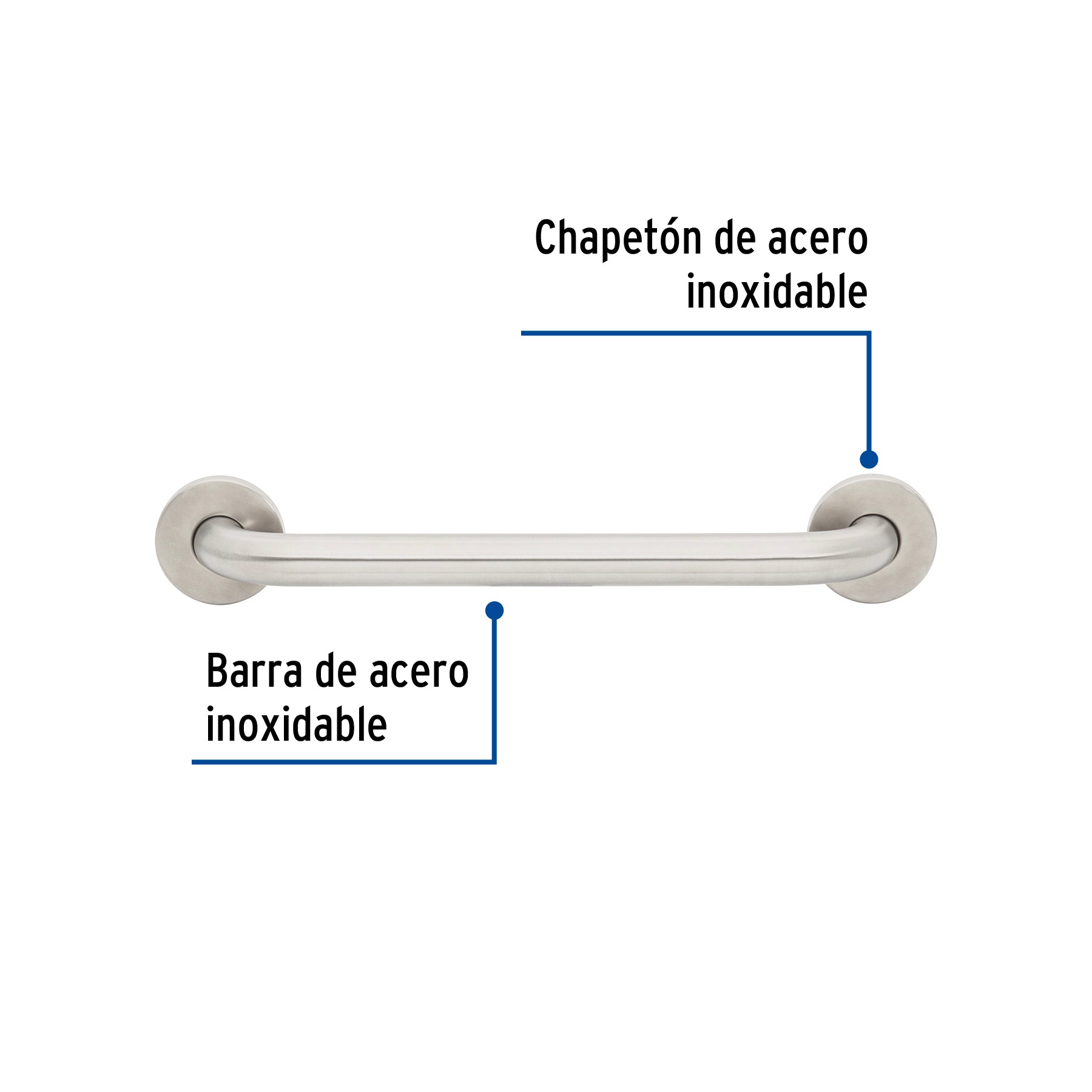 Barra recta de seguridad, acero inoxidable, 40cm, FOSET