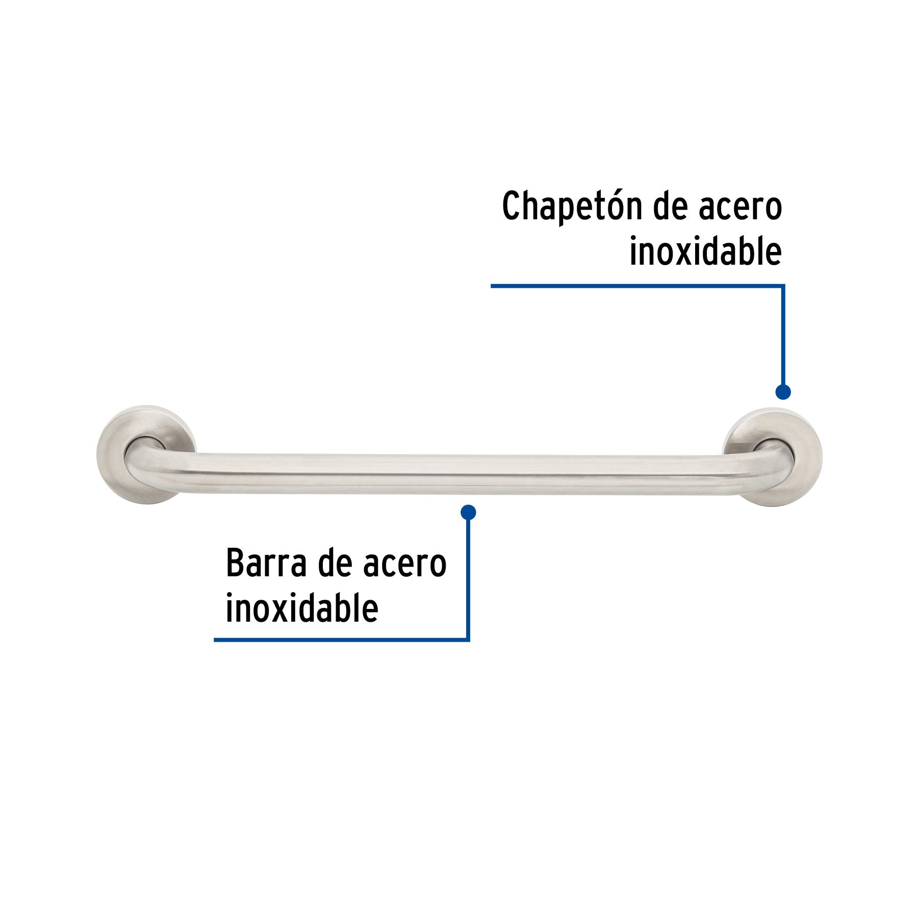 Barra recta de seguridad, acero inoxidable, 50cm, FOSET
