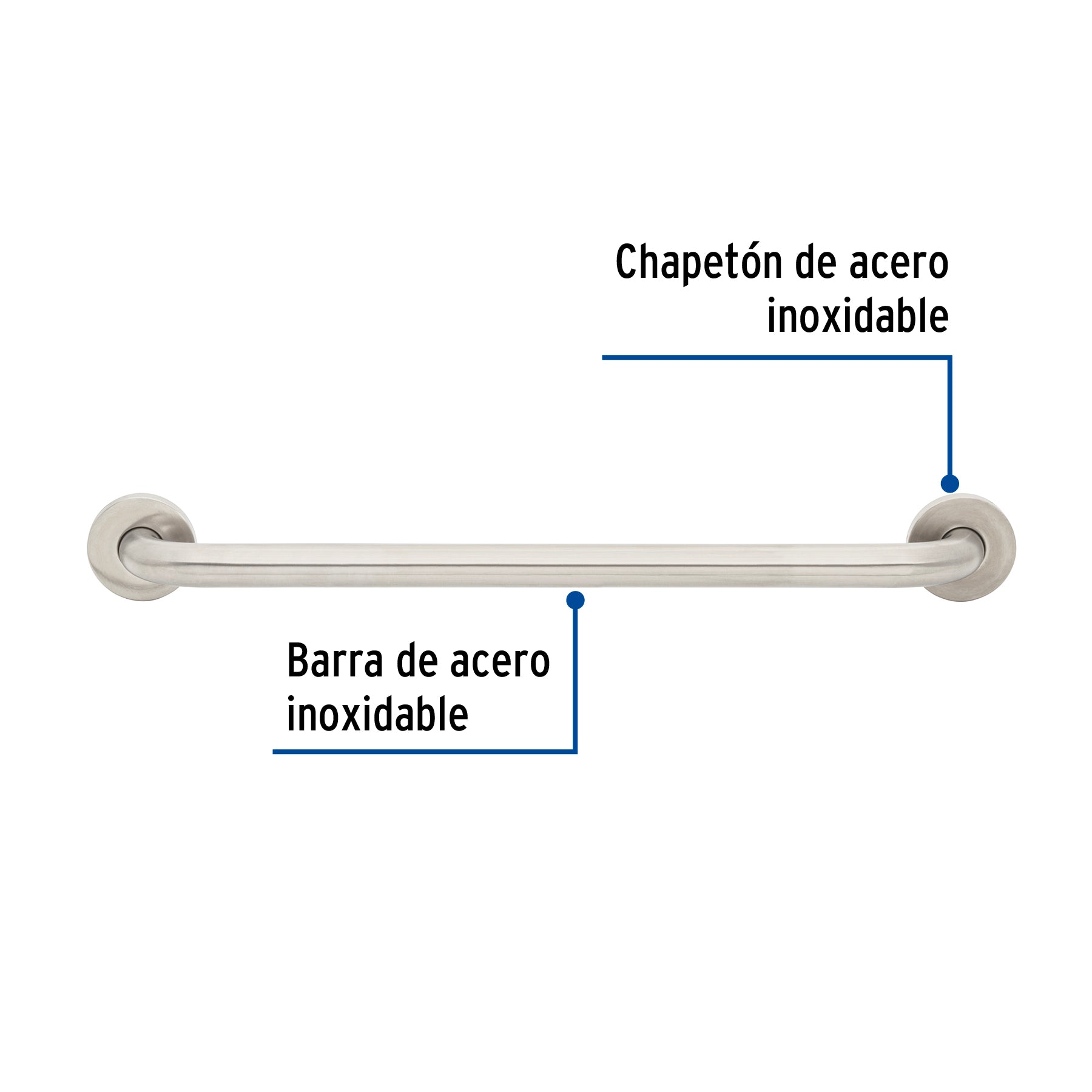 Barra recta de seguridad, acero inoxidable, 60cm, FOSET