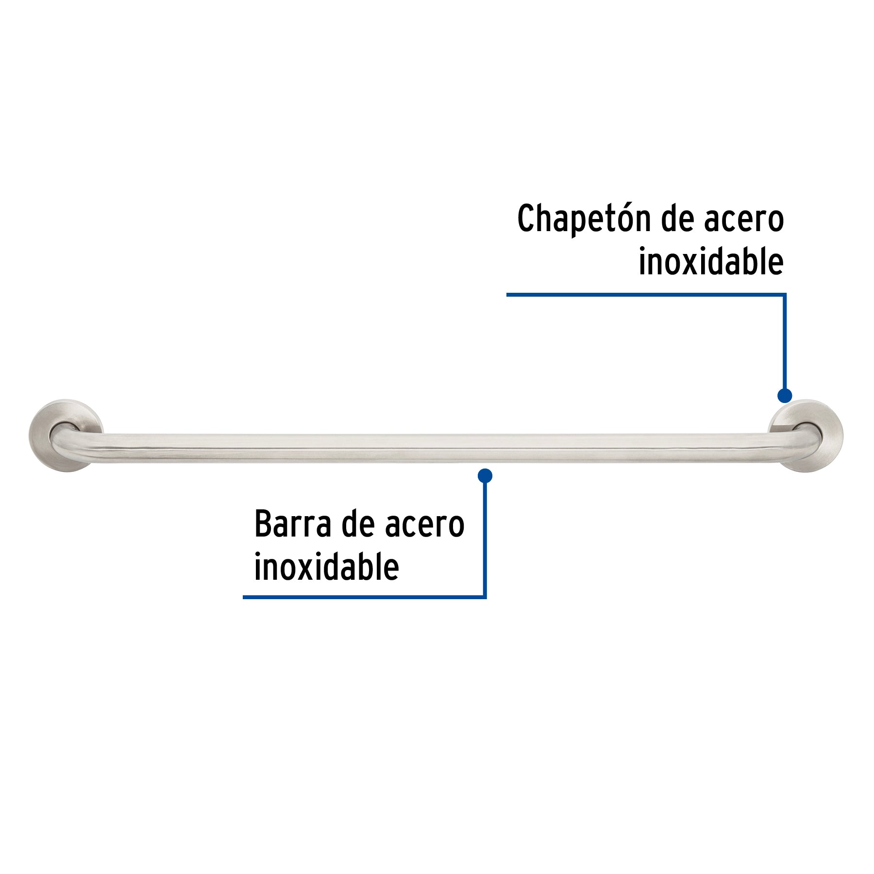 Barra recta de seguridad, acero inoxidable, 80cm, FOSET