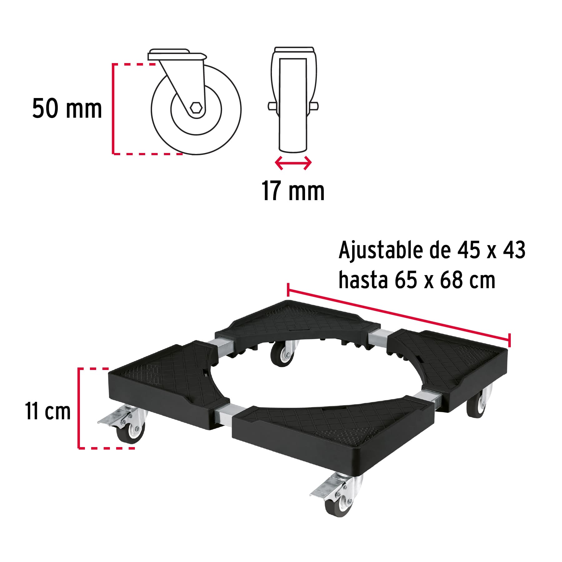 Base universal con ruedas para línea blanca, FIERO