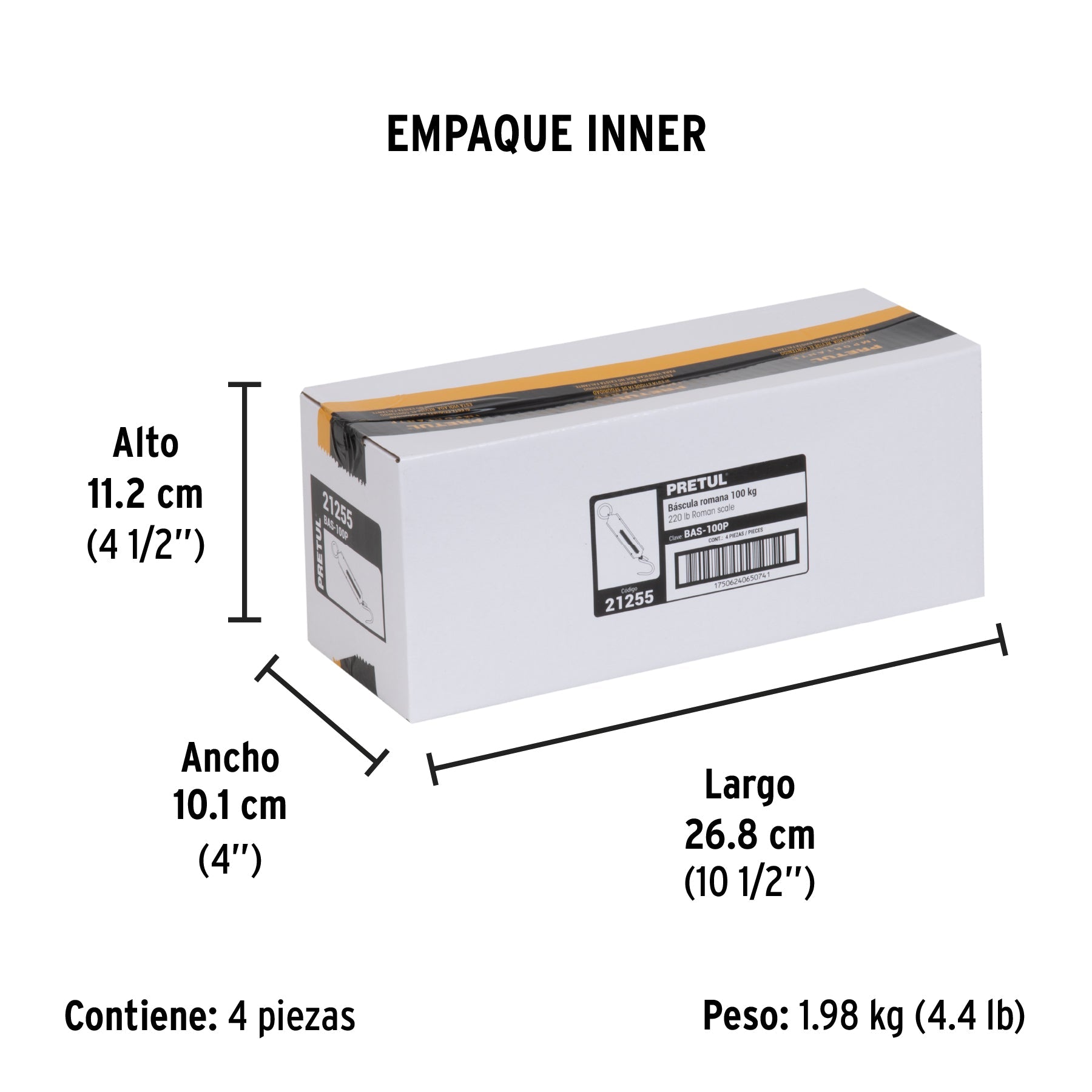 Báscula capacidad 100 kg romana de resorte, PRETUL - Empaque