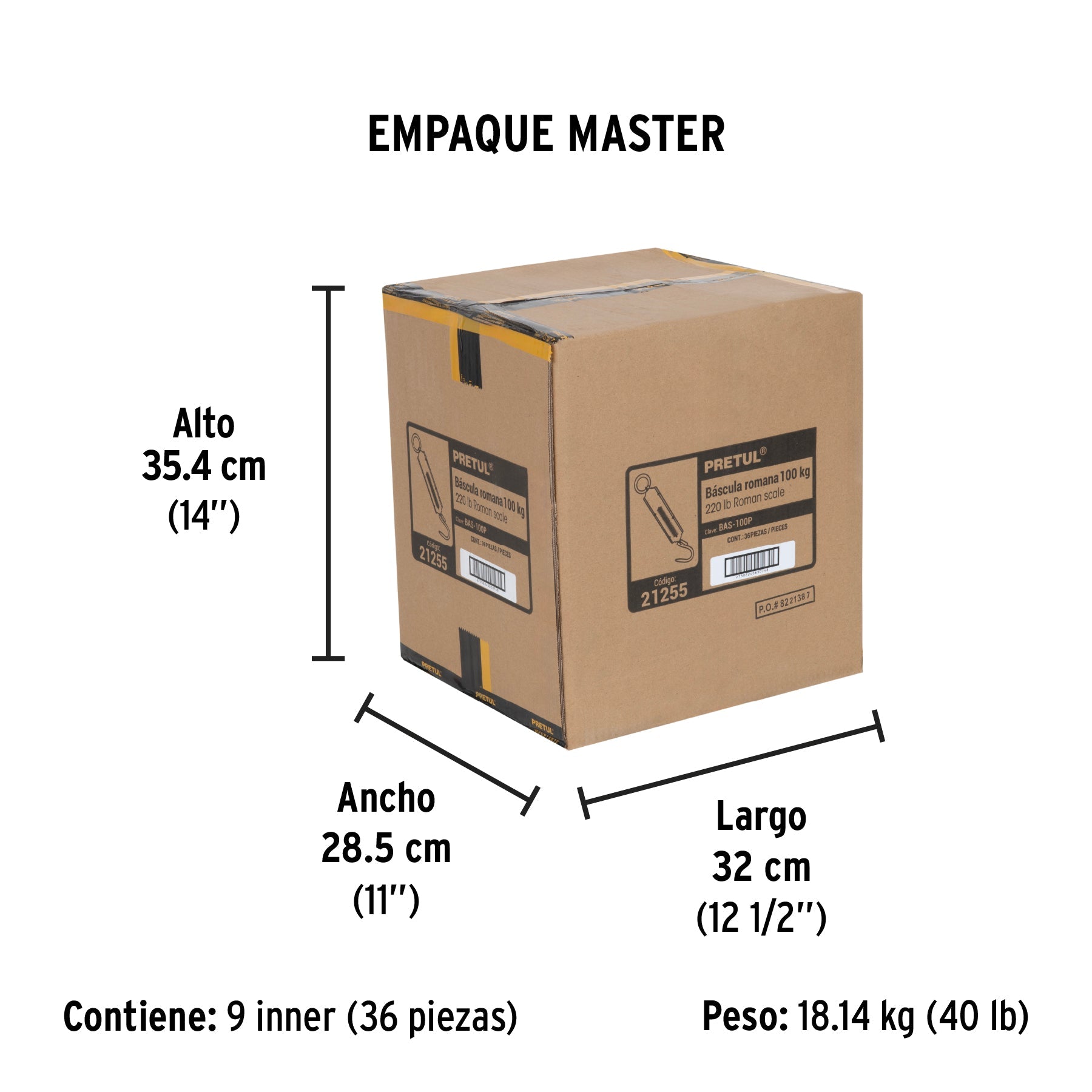 Báscula capacidad 100 kg romana de resorte, PRETUL - Empaque