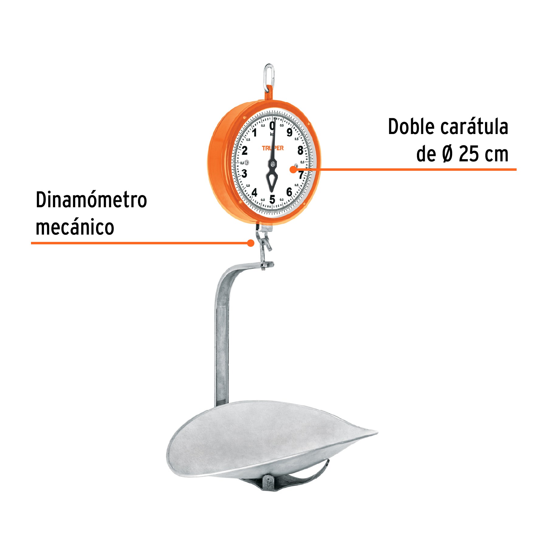 Báscula capacidad 10 kg mecánica colgante, TRUPER