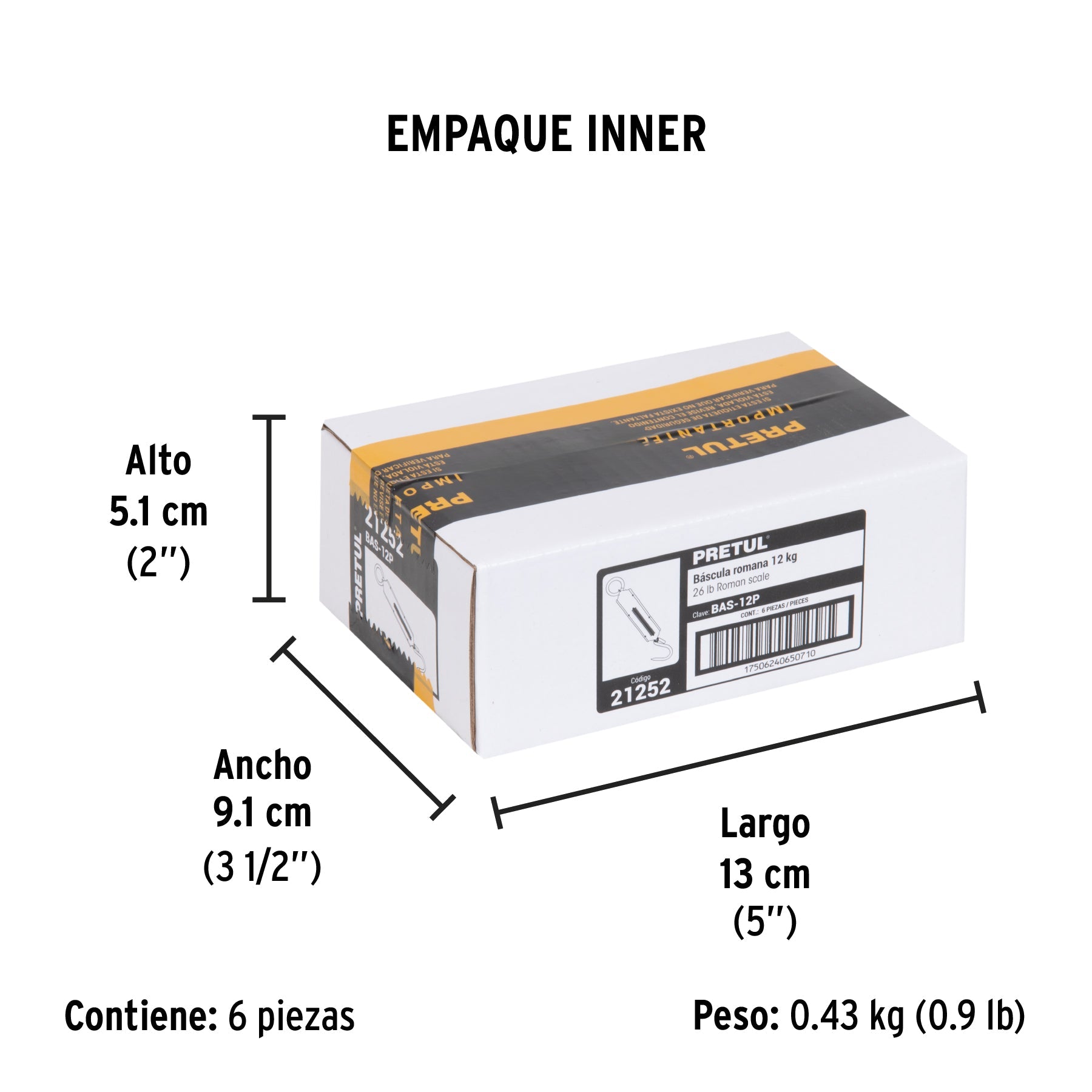 Báscula capacidad 12 kg romana de resorte, PRETUL - Empaque