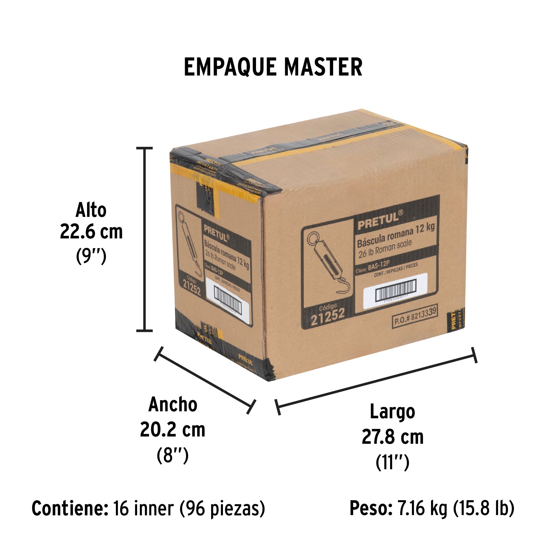 Báscula capacidad 12 kg romana de resorte, PRETUL - Empaque