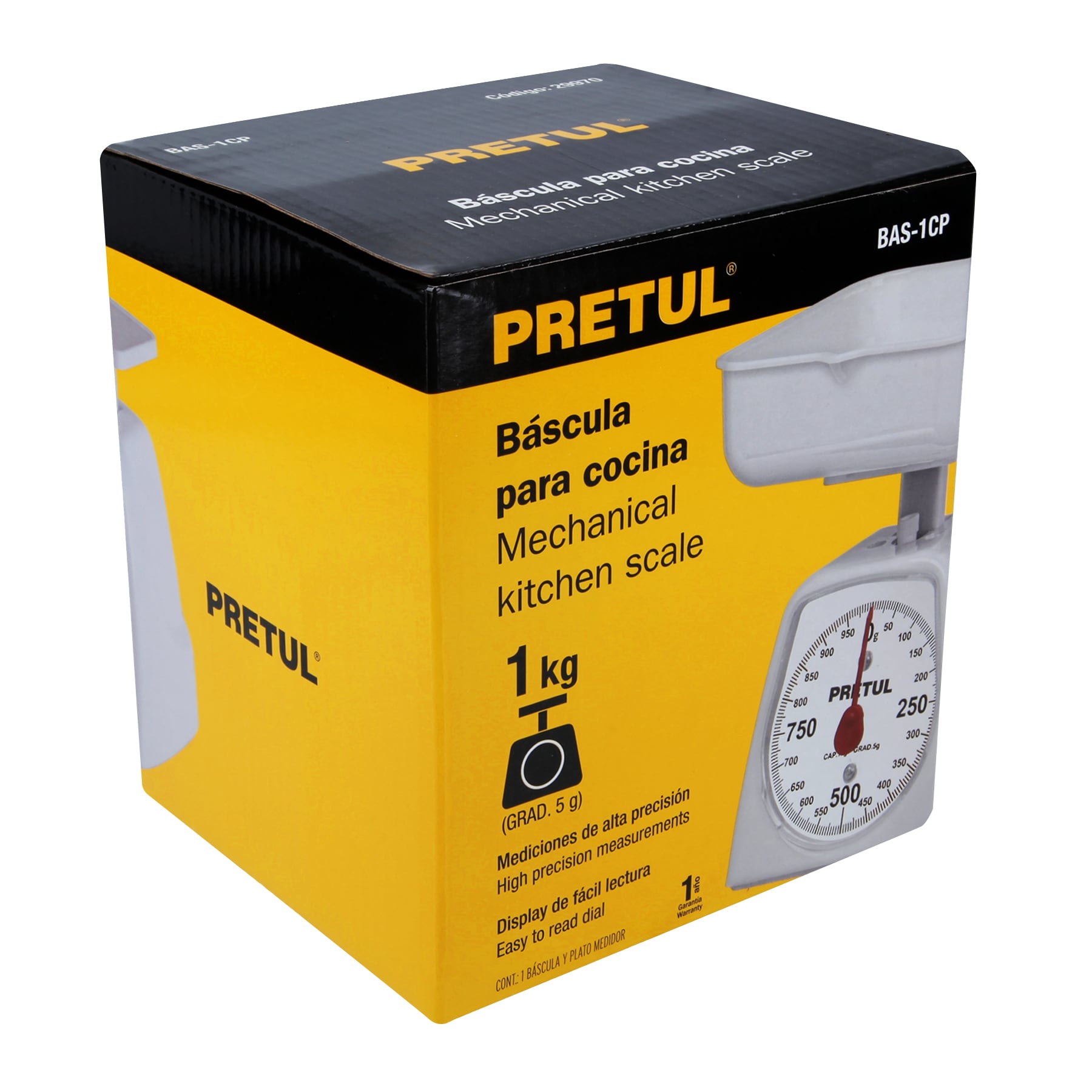 Báscula mecánica para cocina 1 Kg, PRETUL