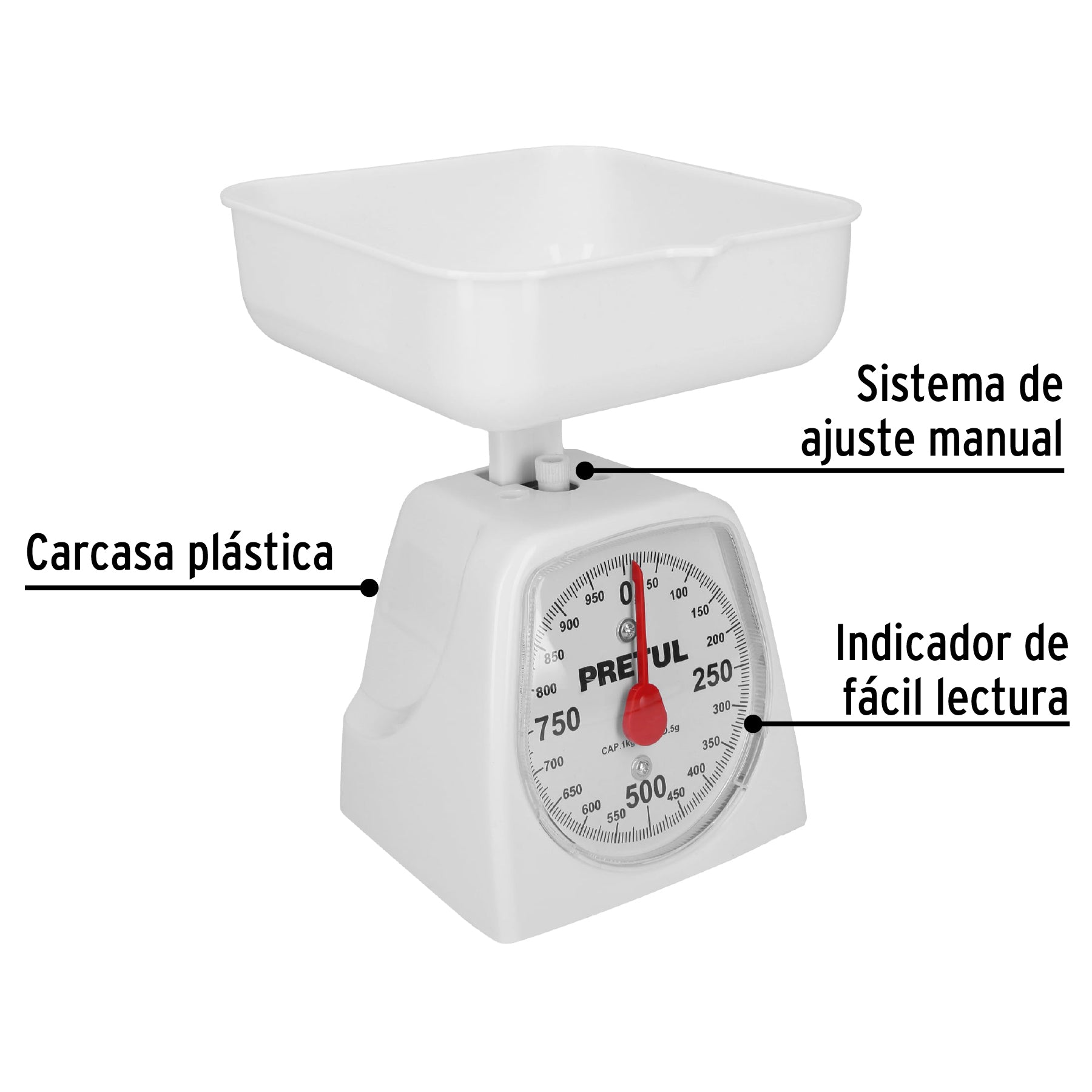 Báscula mecánica para cocina 1 Kg, PRETUL