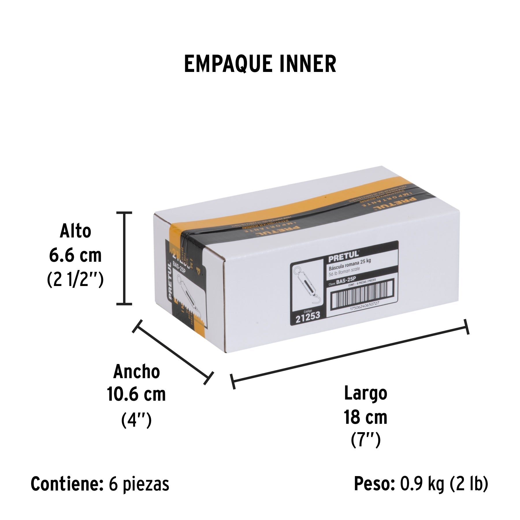 Báscula capacidad 25 kg romana de resorte, PRETUL - Empaque