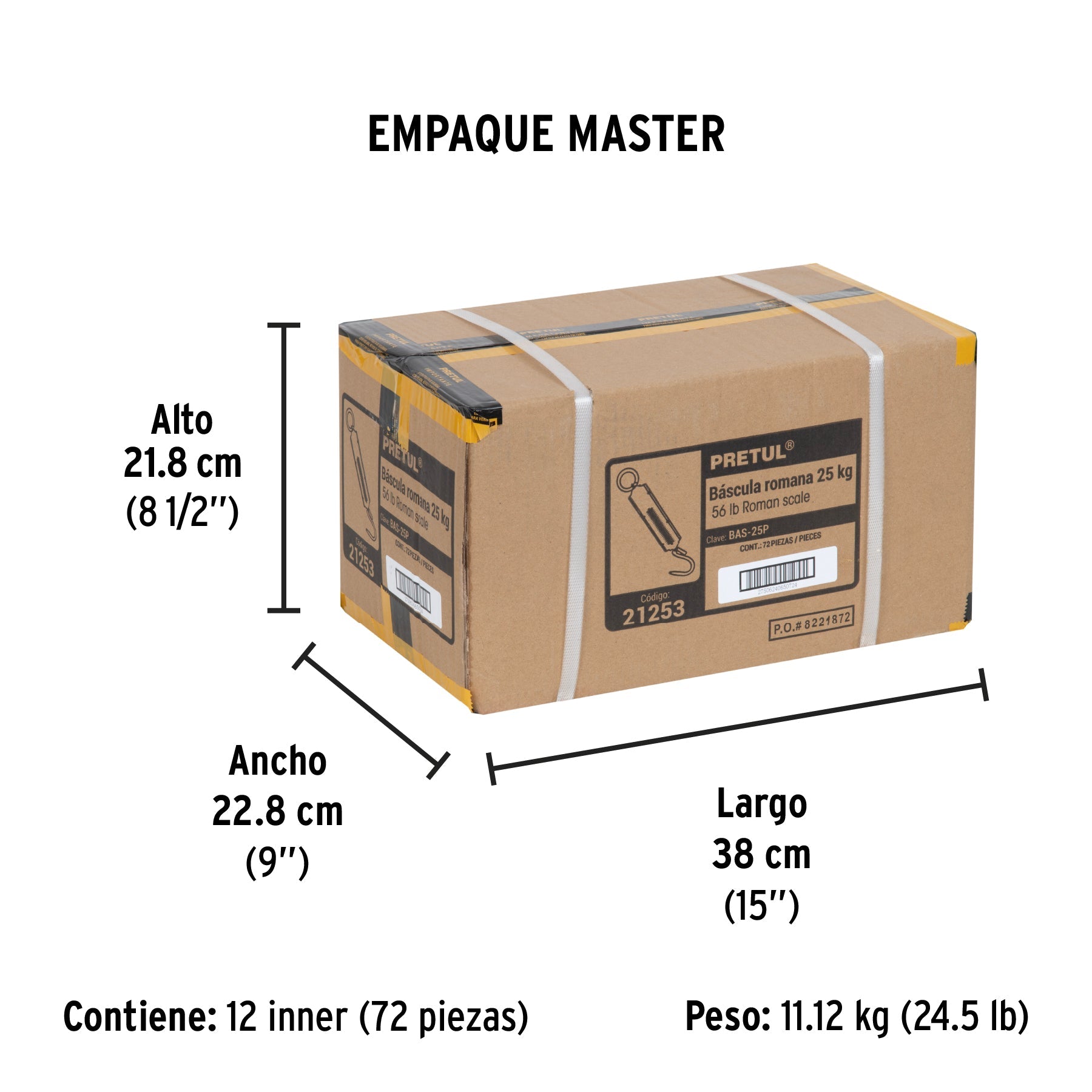 Báscula capacidad 25 kg romana de resorte, PRETUL - Empaque