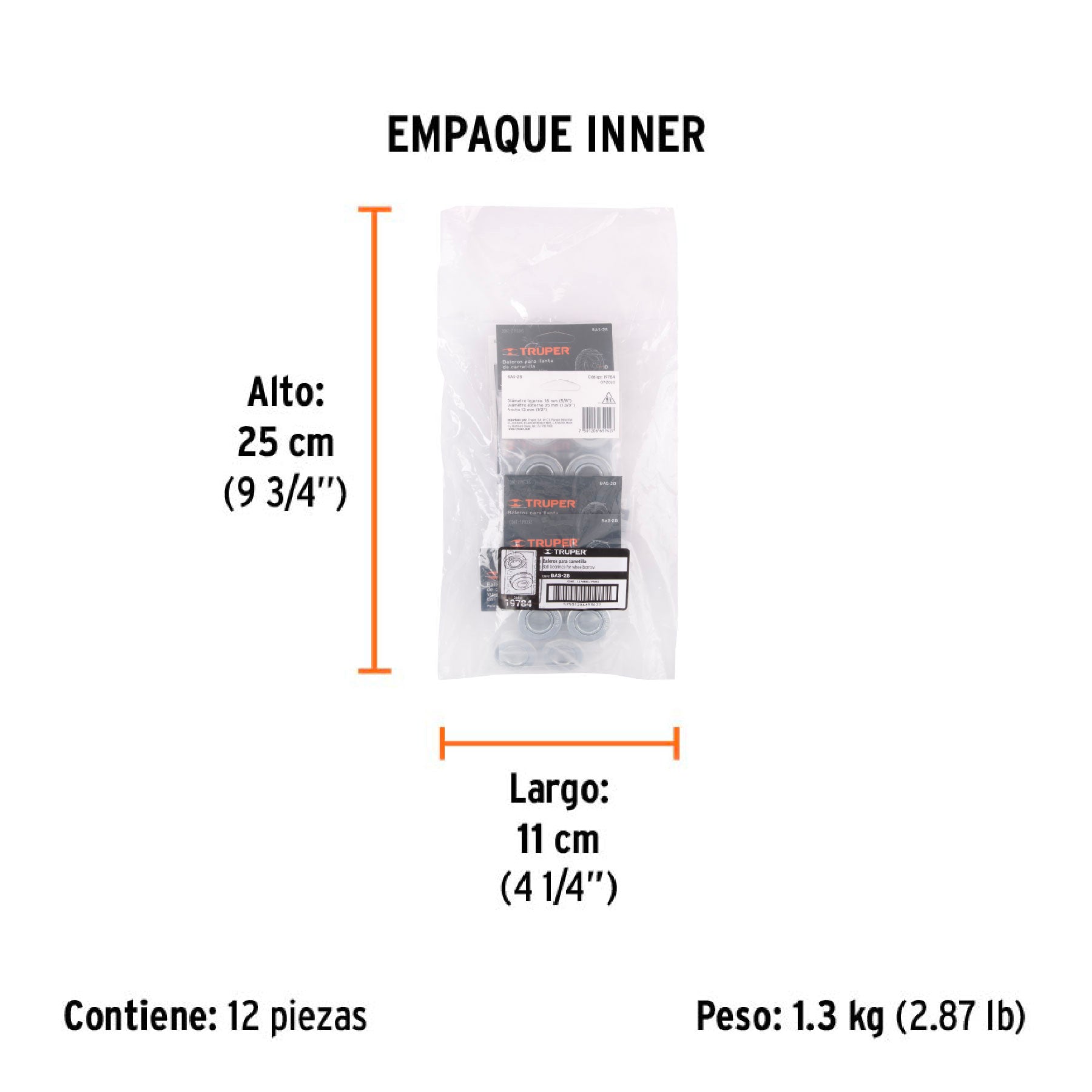 Juego de 2 baleros para carretillas EXPERT, TRUPER y PRETUL - Empaque