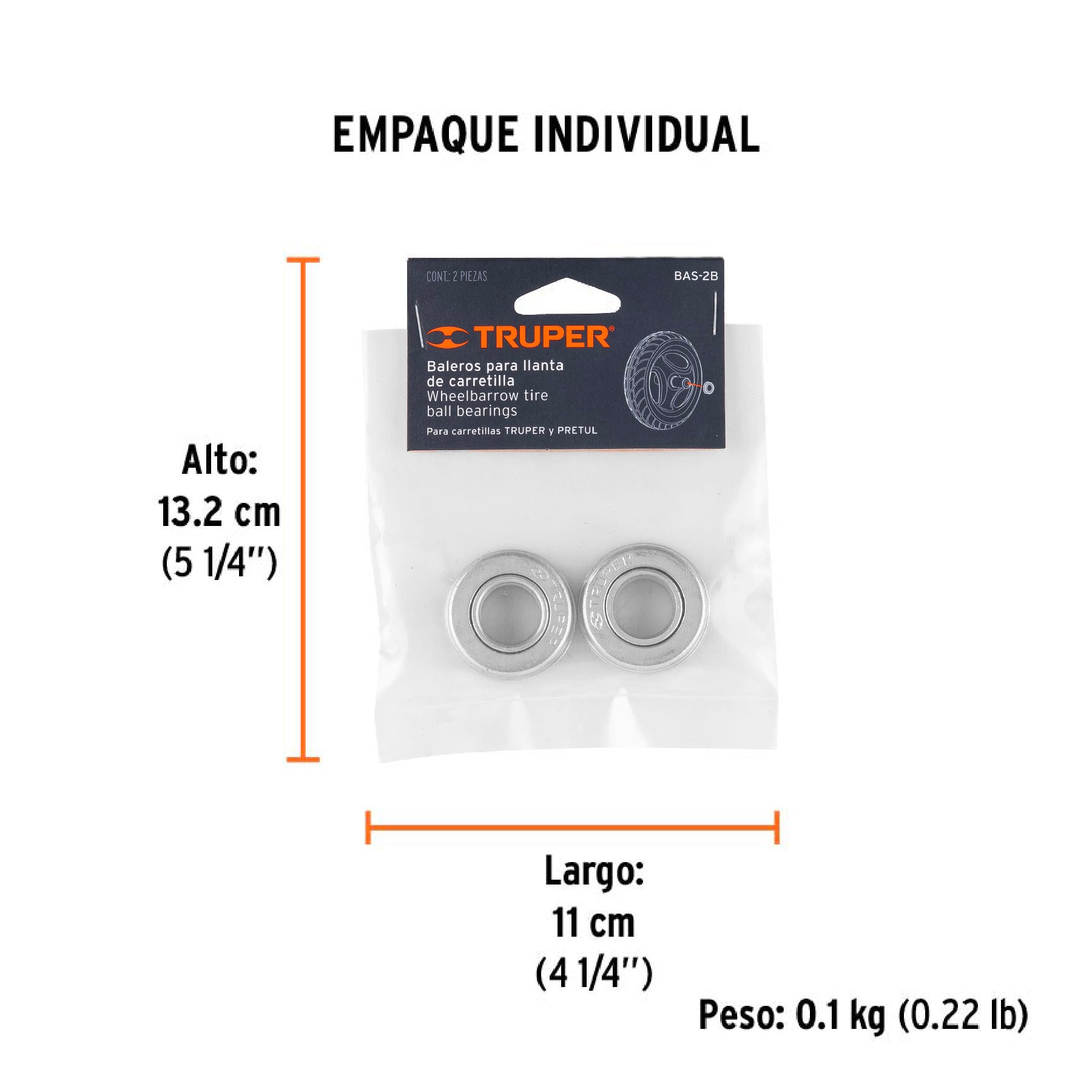 Juego de 2 baleros para carretillas EXPERT, TRUPER y PRETUL - Empaque