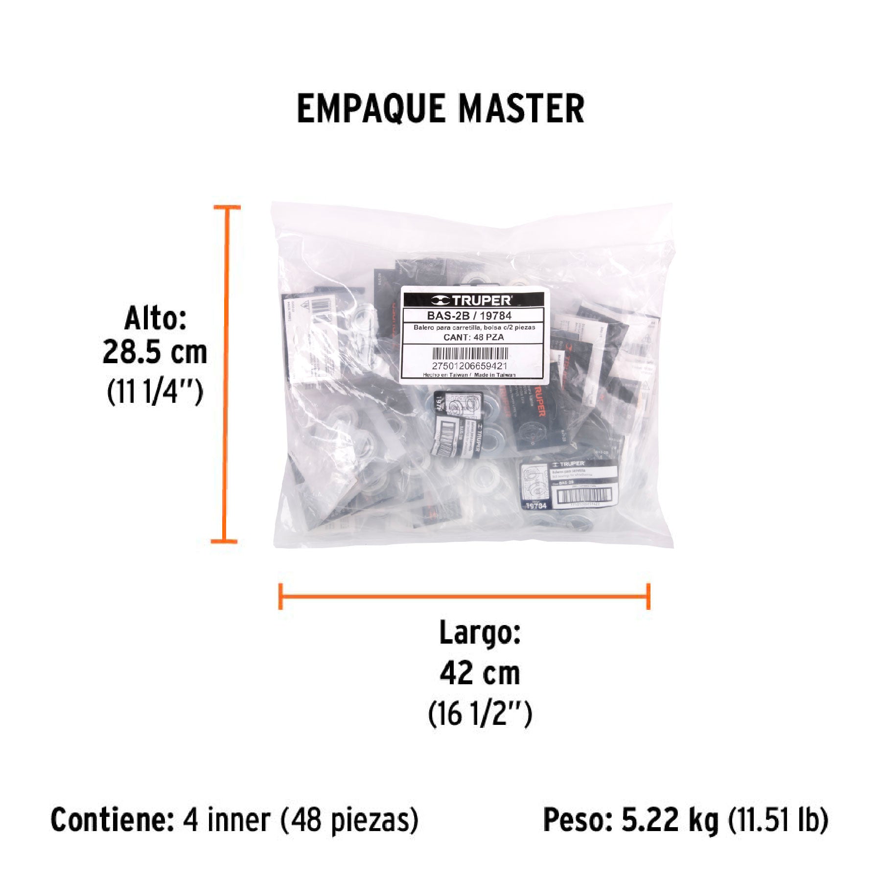 Juego de 2 baleros para carretillas EXPERT, TRUPER y PRETUL - Empaque