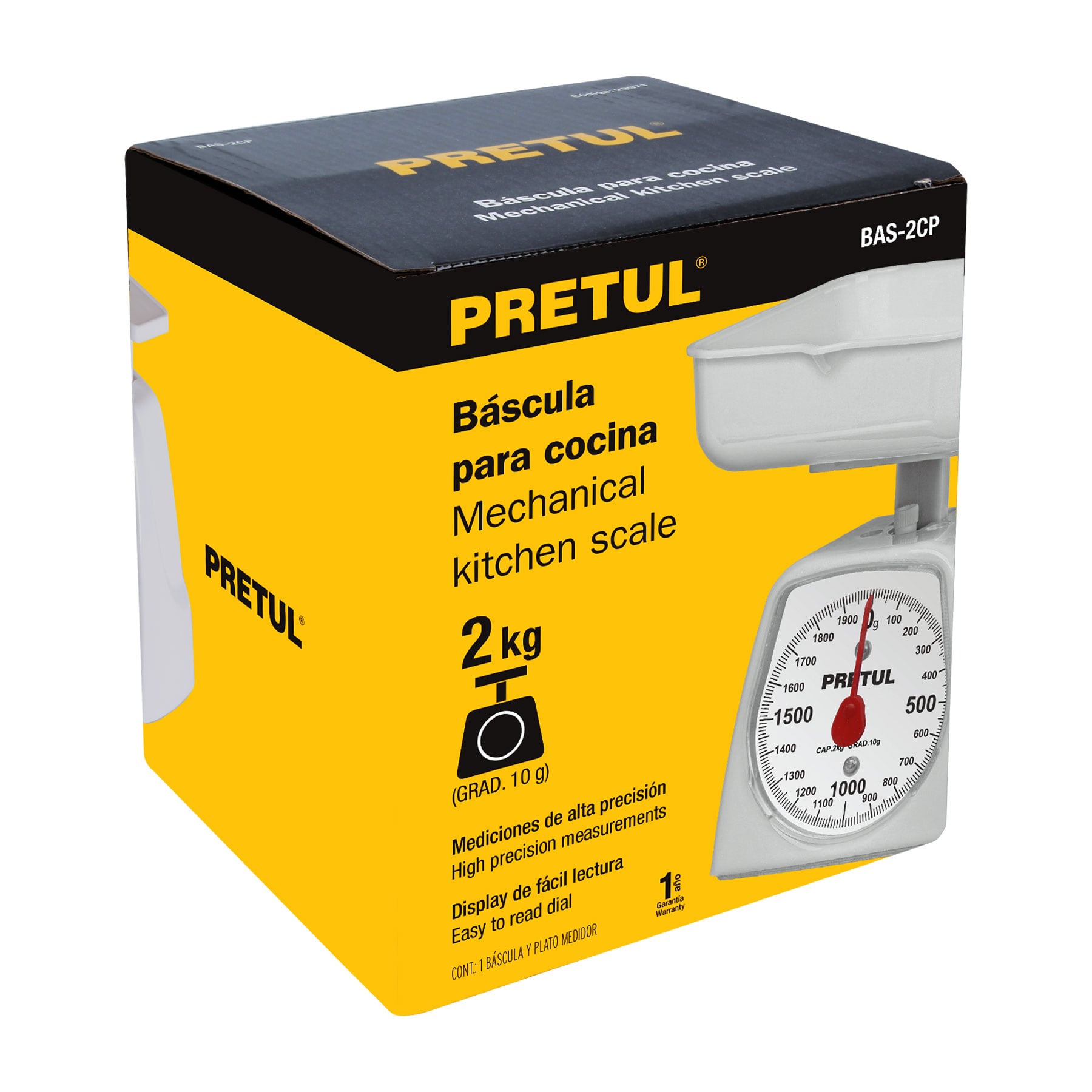 Báscula mecánica para cocina 2 Kg, PRETUL