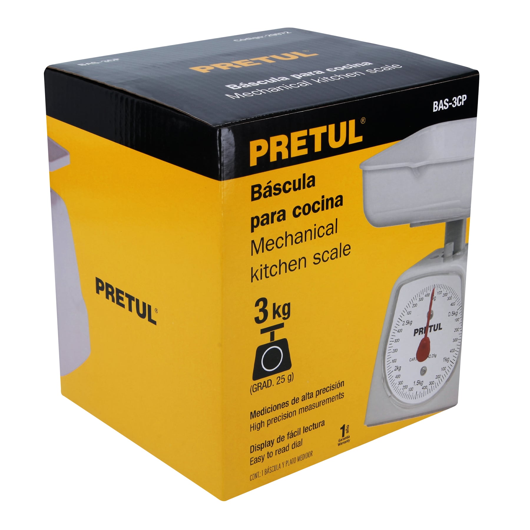 Báscula mecánica para cocina 3 Kg, PRETUL