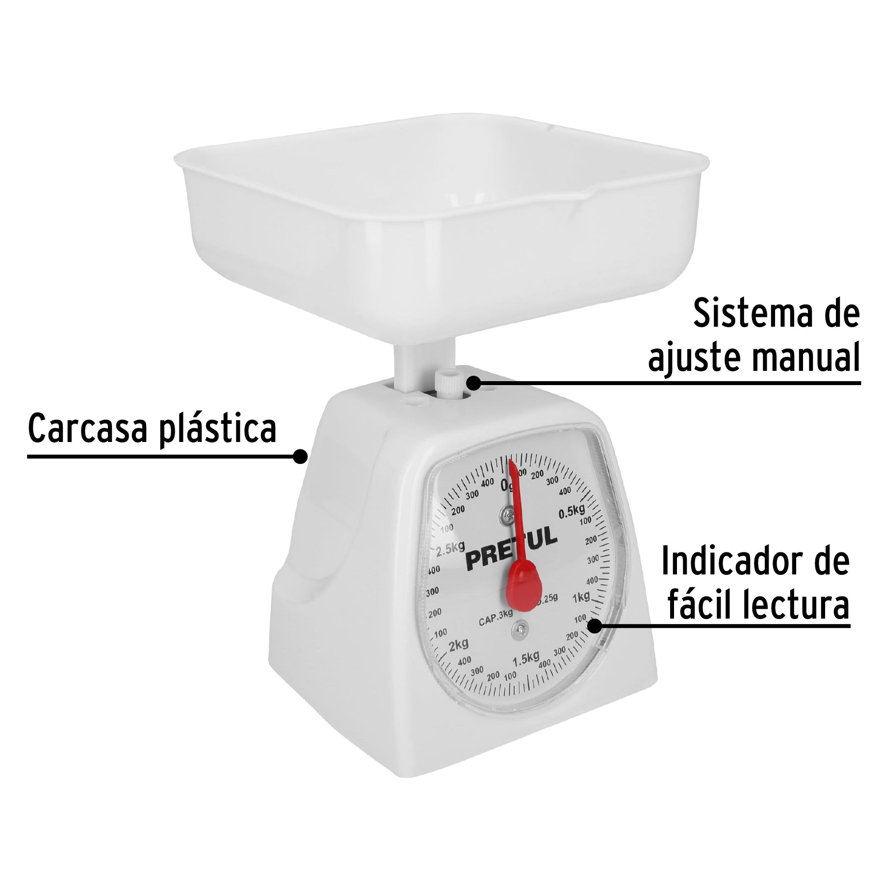 Báscula mecánica para cocina 3 Kg, PRETUL