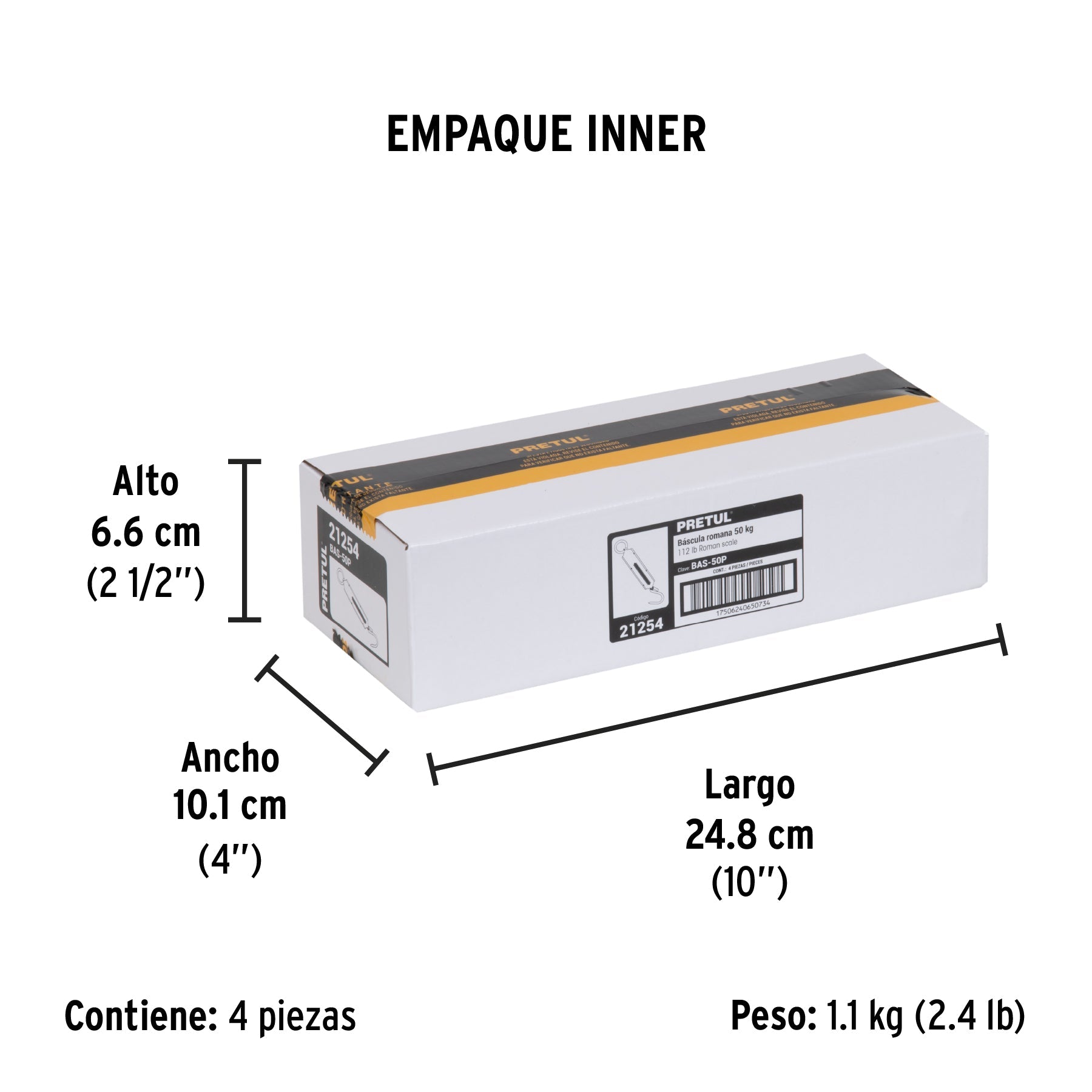 Báscula capacidad 50 kg romana de resorte, PRETUL - Empaque