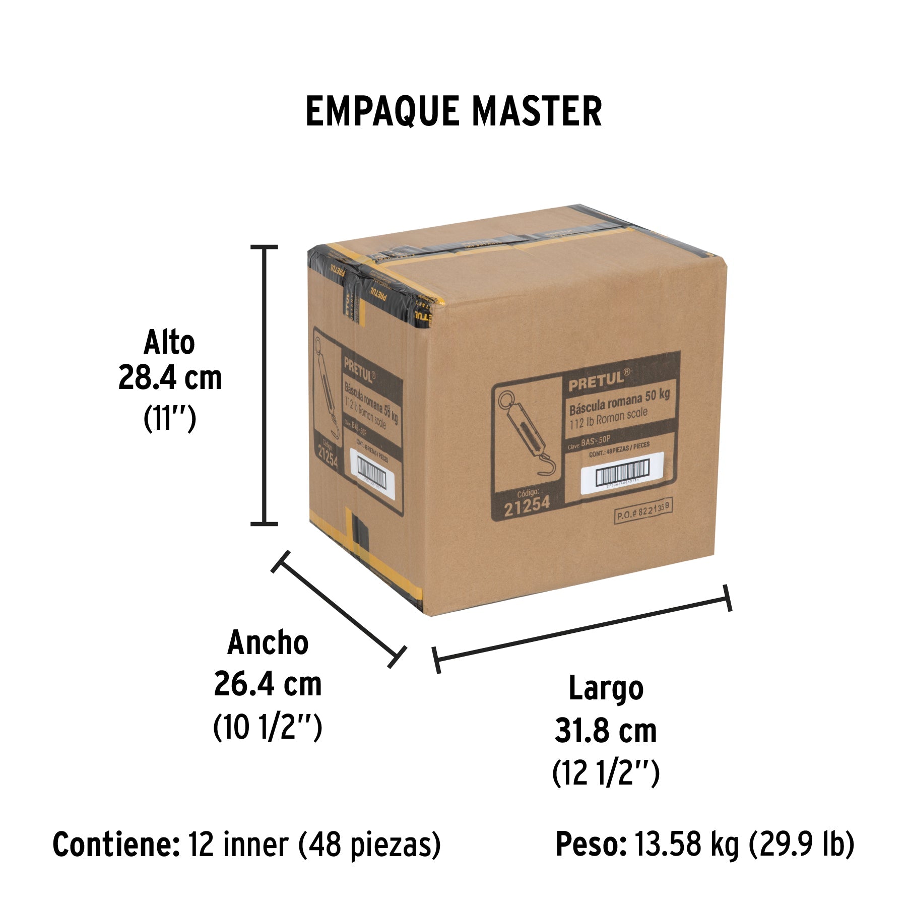 Báscula capacidad 50 kg romana de resorte, PRETUL - Empaque