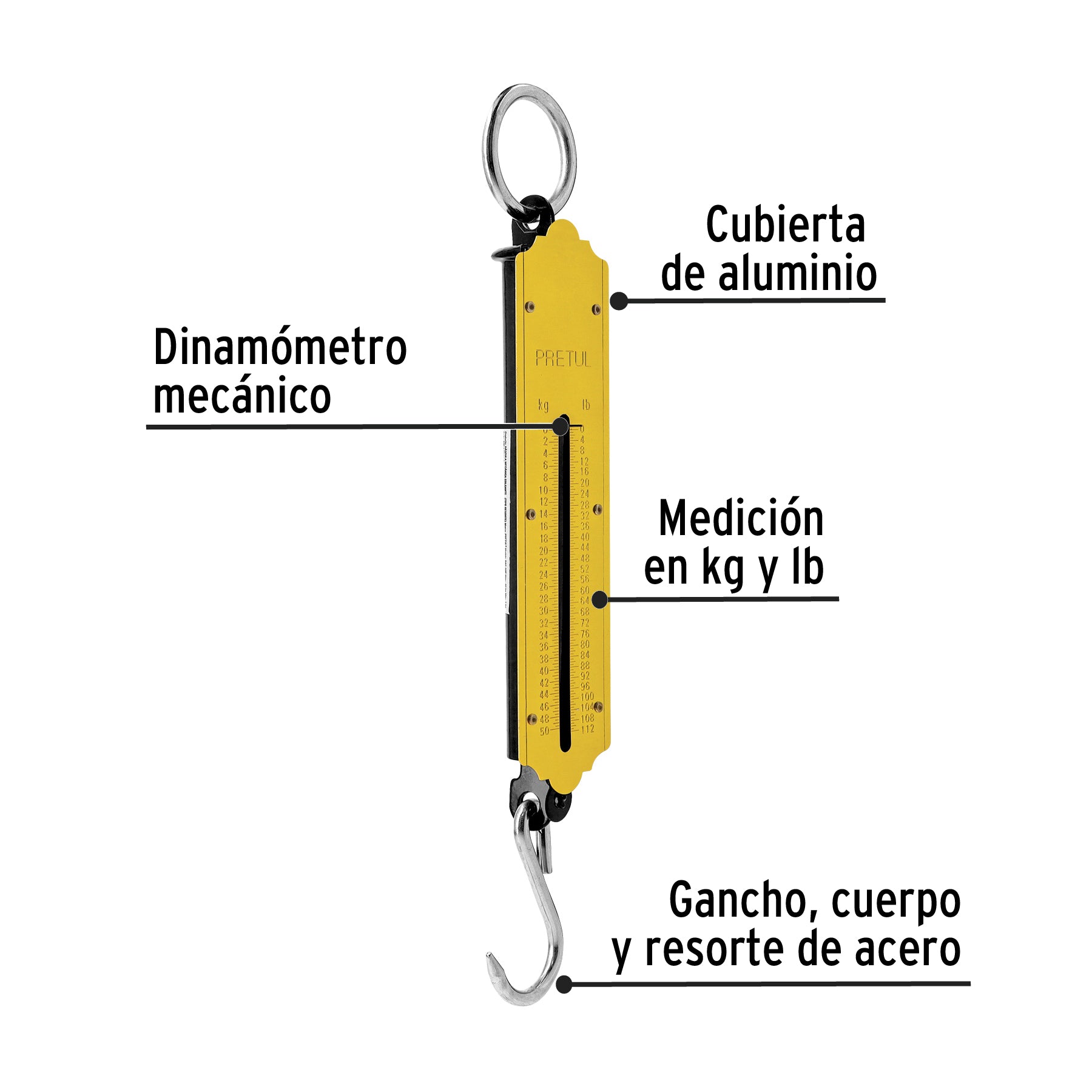 Báscula capacidad 50 kg romana de resorte, PRETUL