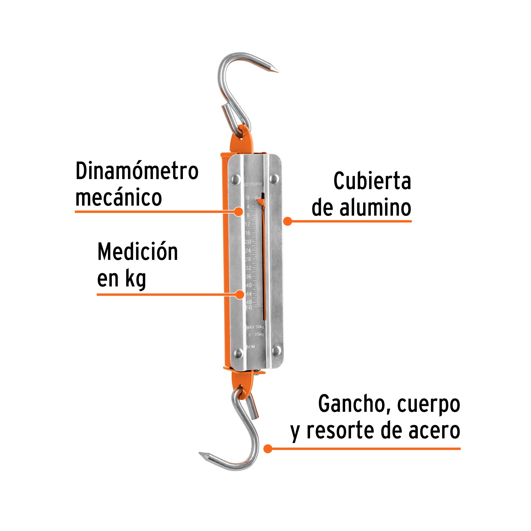 Báscula capacidad 50 kg romana de resorte, TRUPER