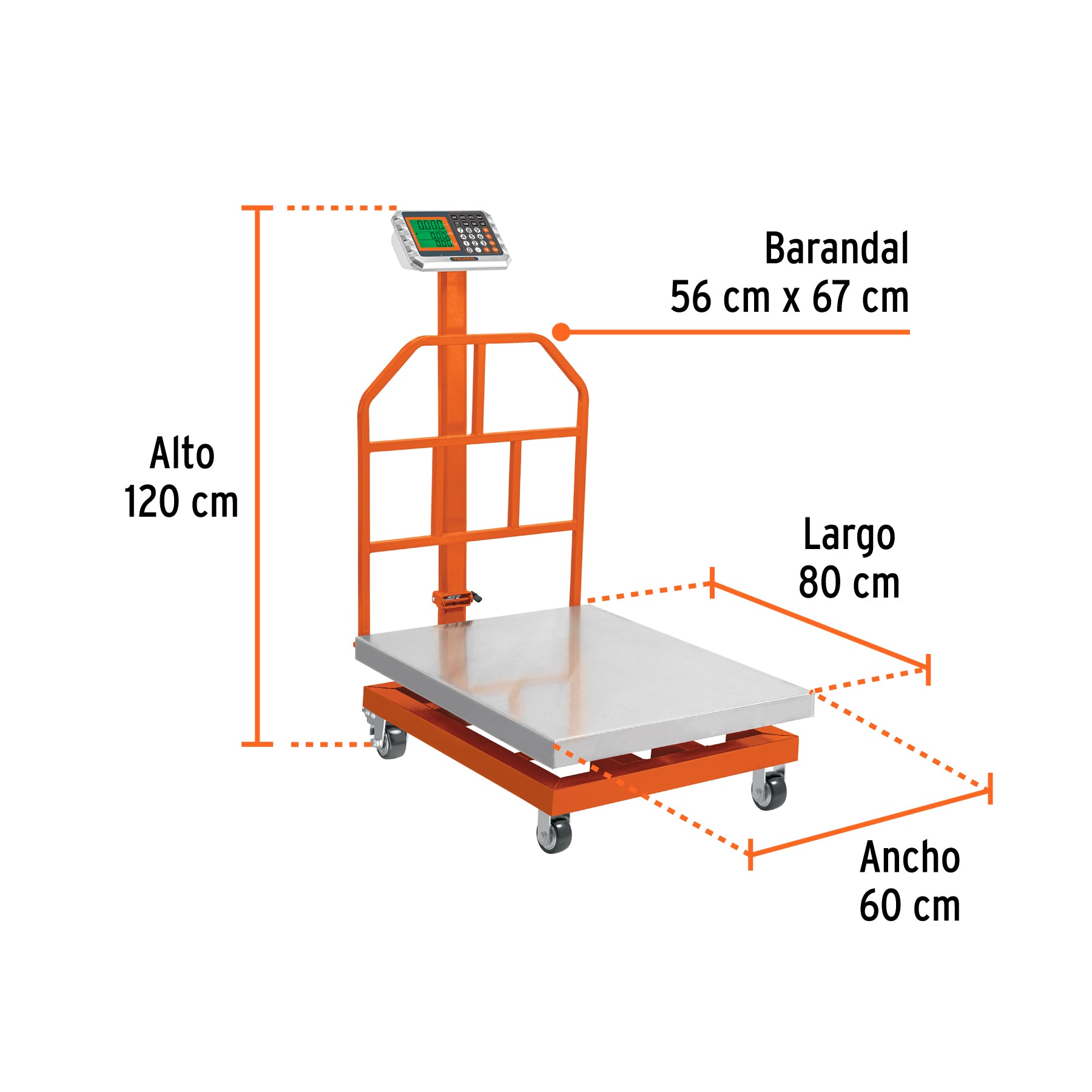 Báscula electrónica de plataforma, 600 kg, inoxidable TRUPER