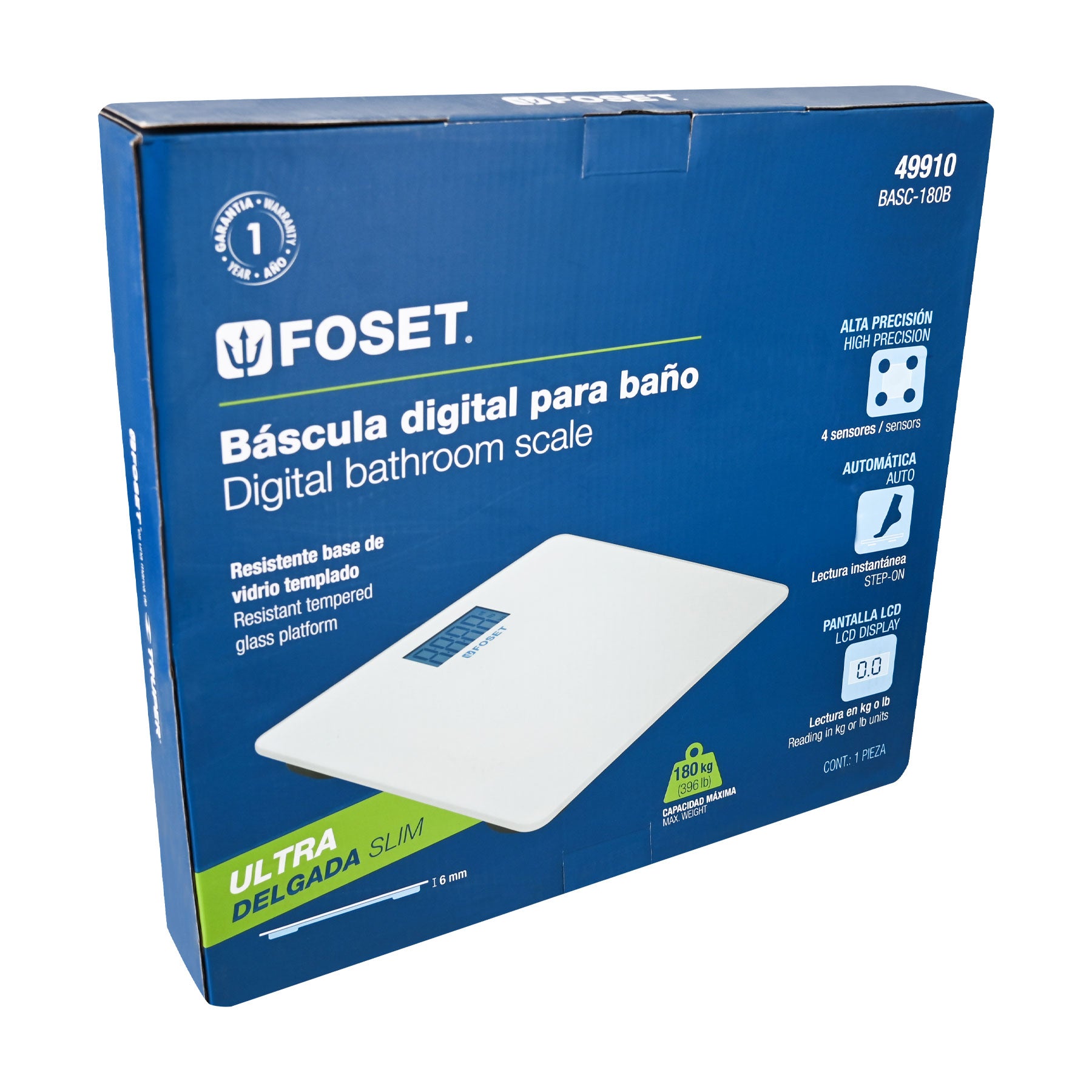 Báscula digital para baño, hasta 180 kg, FOSET