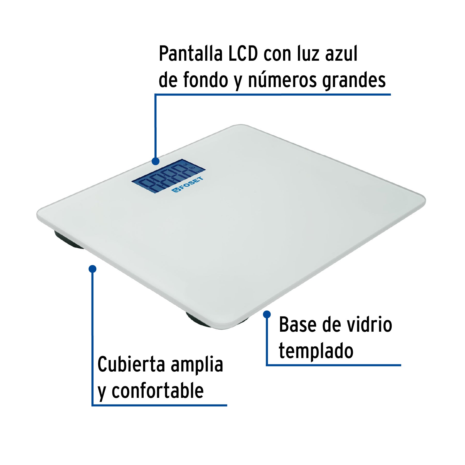 Báscula digital para baño, hasta 180 kg, FOSET