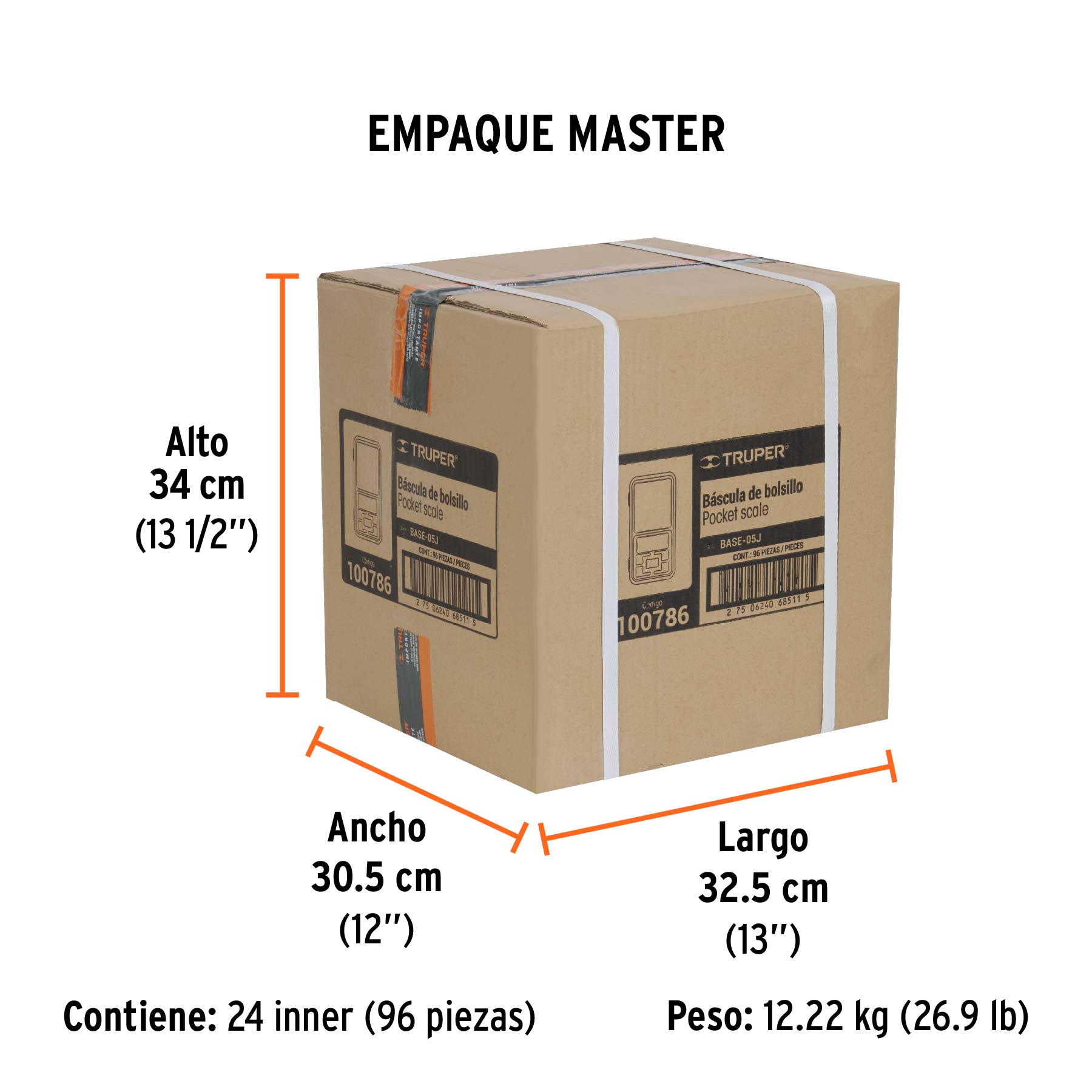 Báscula electrónica de bolsillo, de pilas, 500 g, TRUPER - Empaque