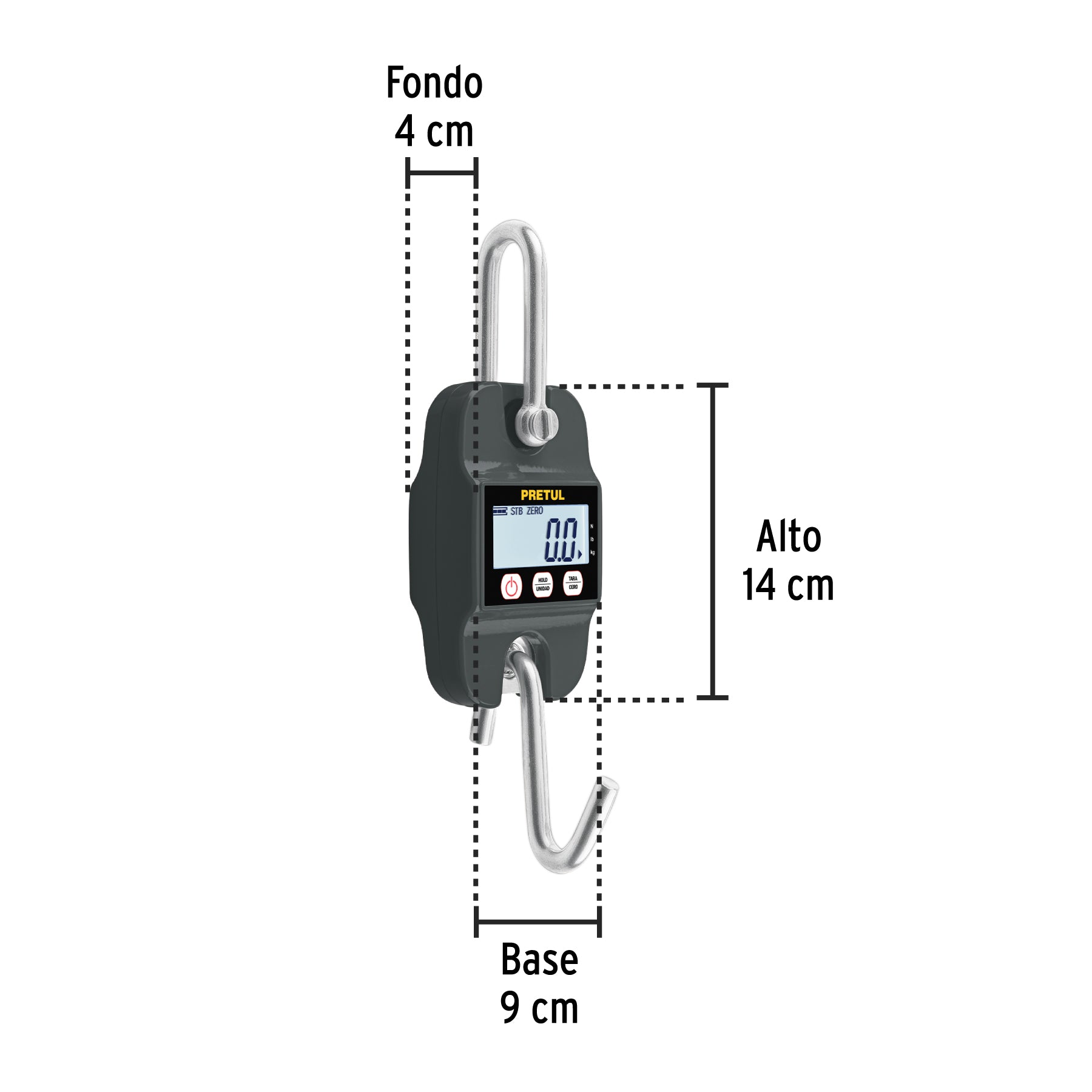 Báscula electrónica colgante, 300 kg, de pilas, PRETUL