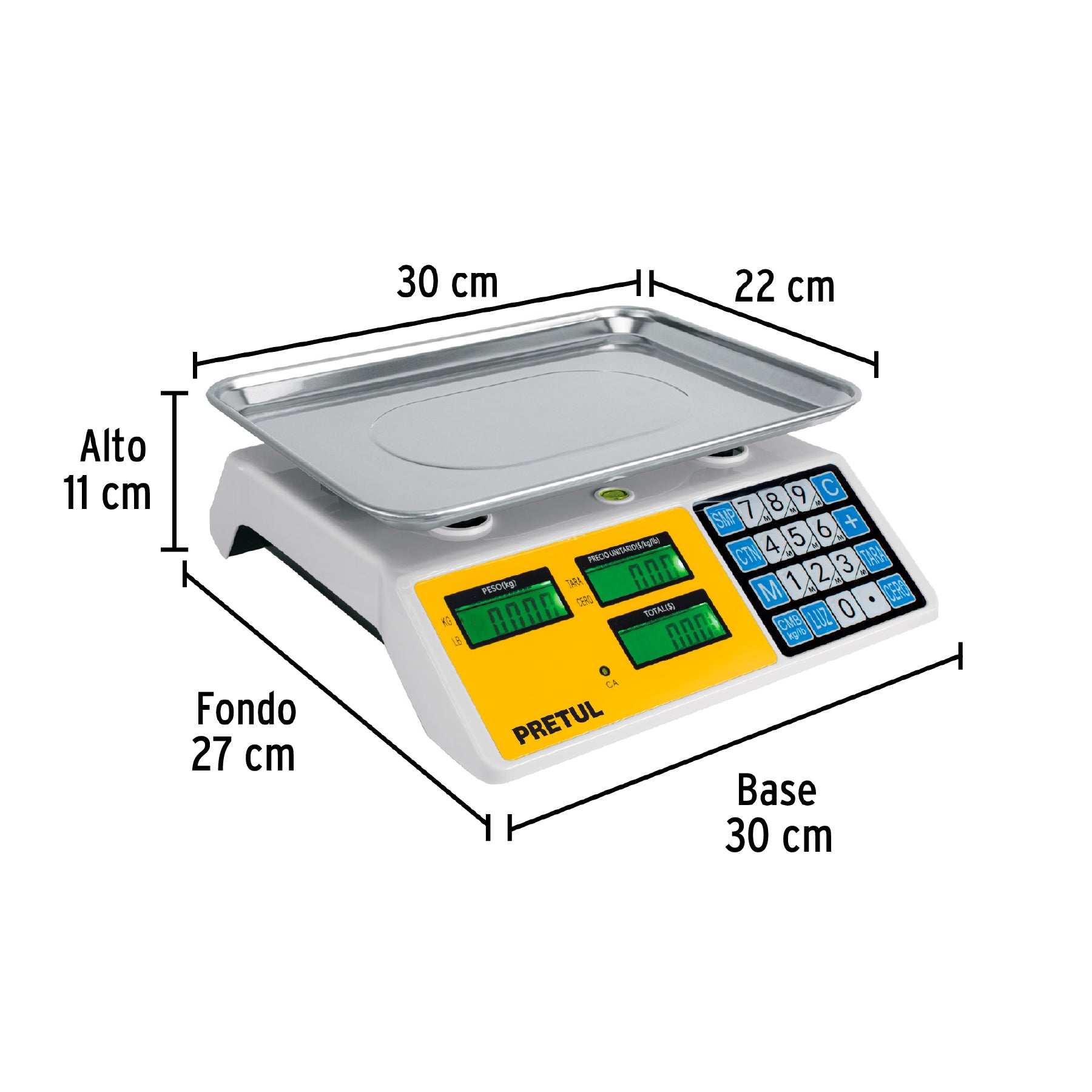 Báscula electrónica multifunciones 30 kg, PRETUL