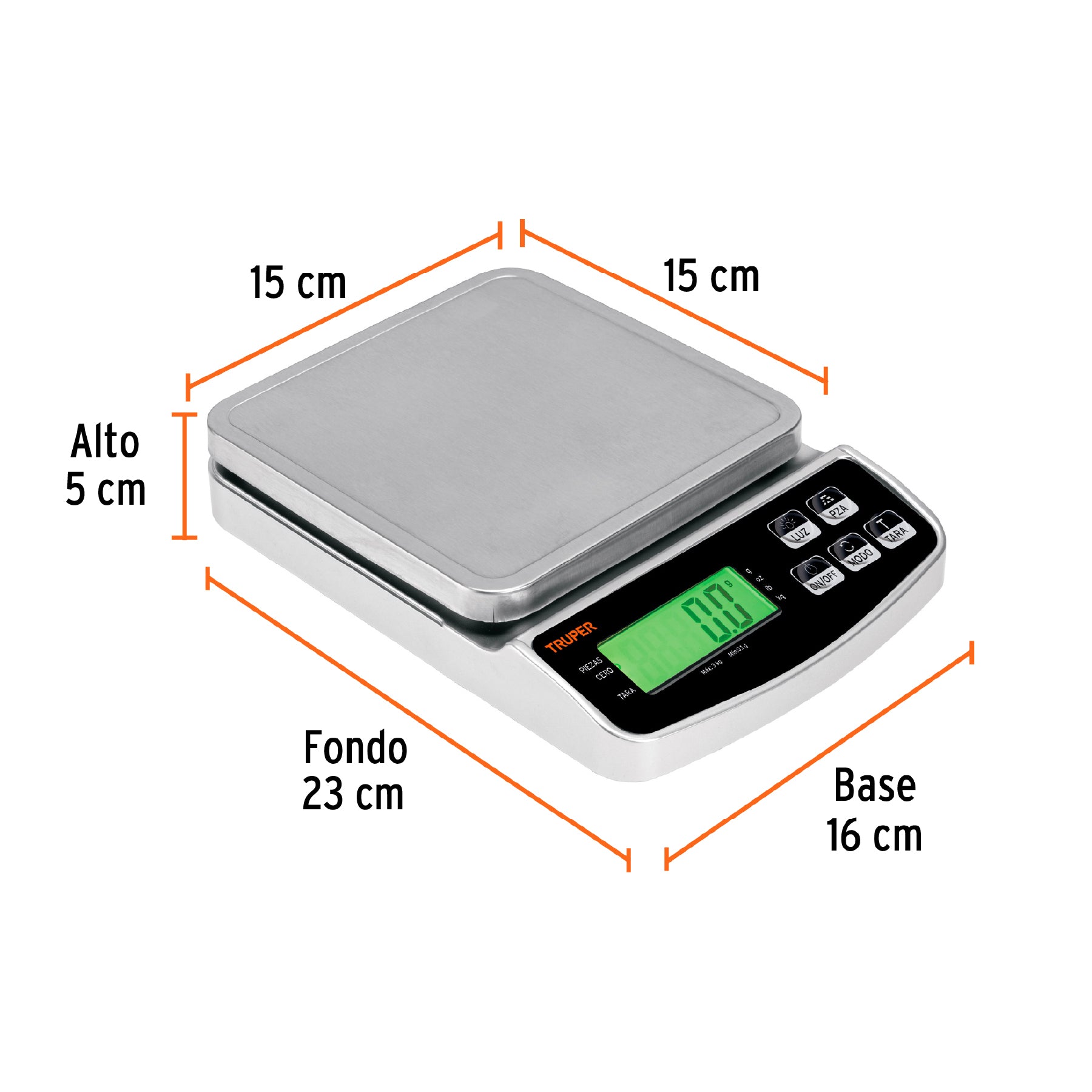 Báscula electrónica de precisión, recargable, 3 kg, TRUPER
