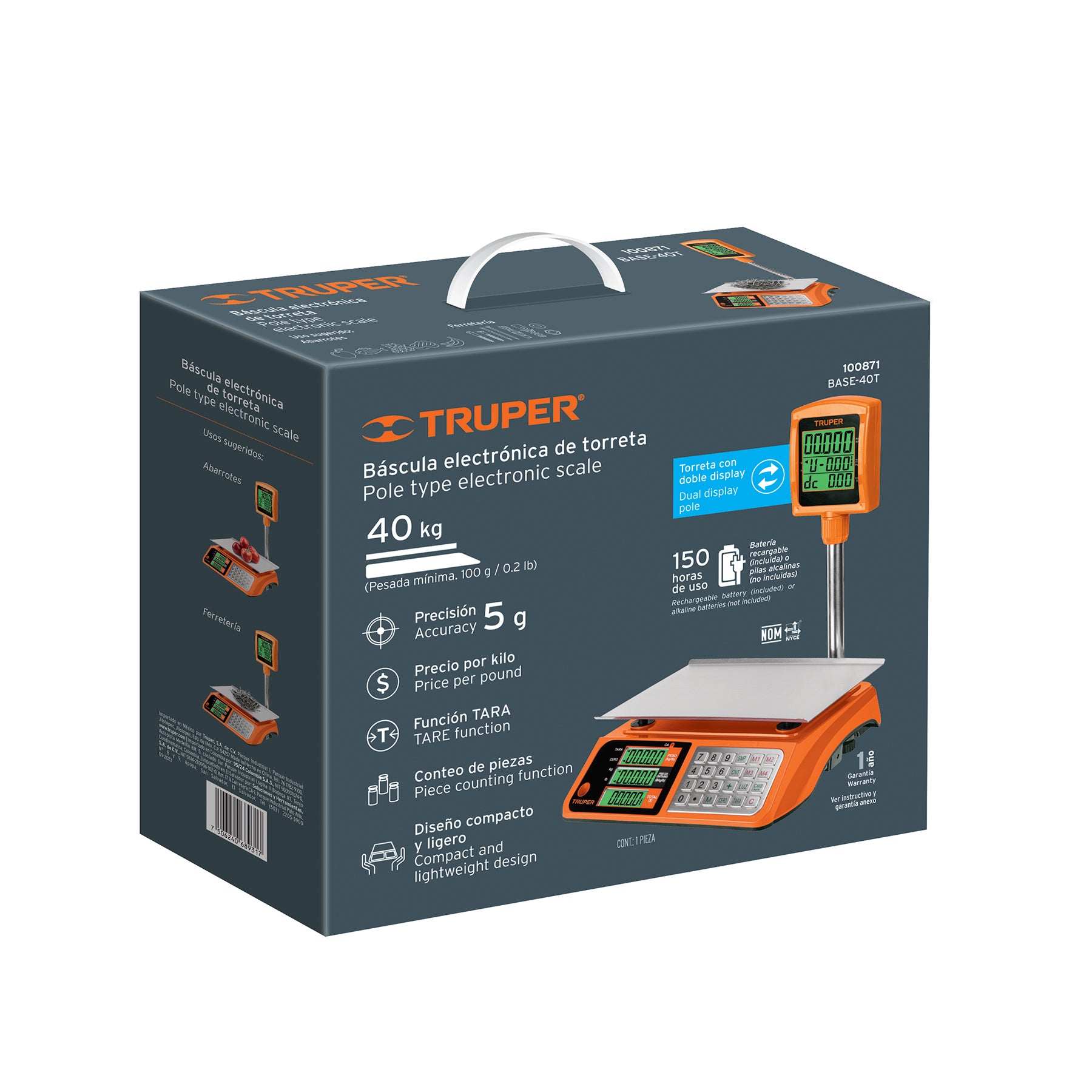 Báscula electrónica multifunciones con torreta 40 kg, TRUPER