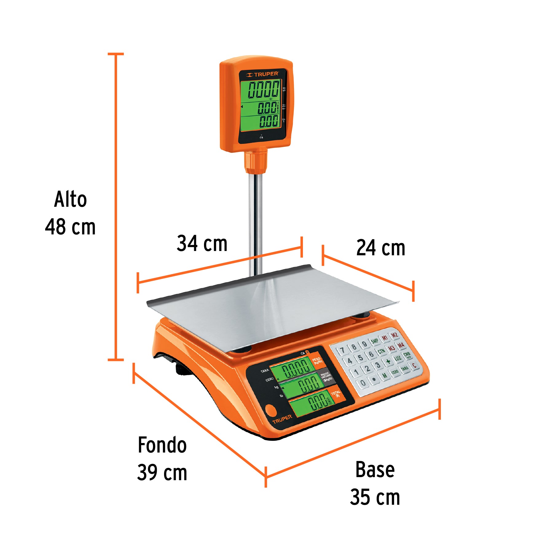Báscula electrónica multifunciones con torreta 40 kg, TRUPER