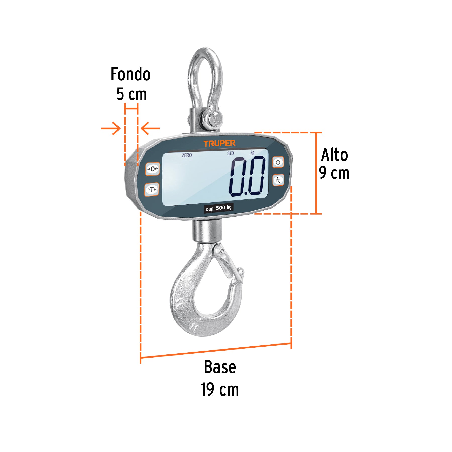 Báscula electrónica colgante, recargable, 500 kg, TRUPER