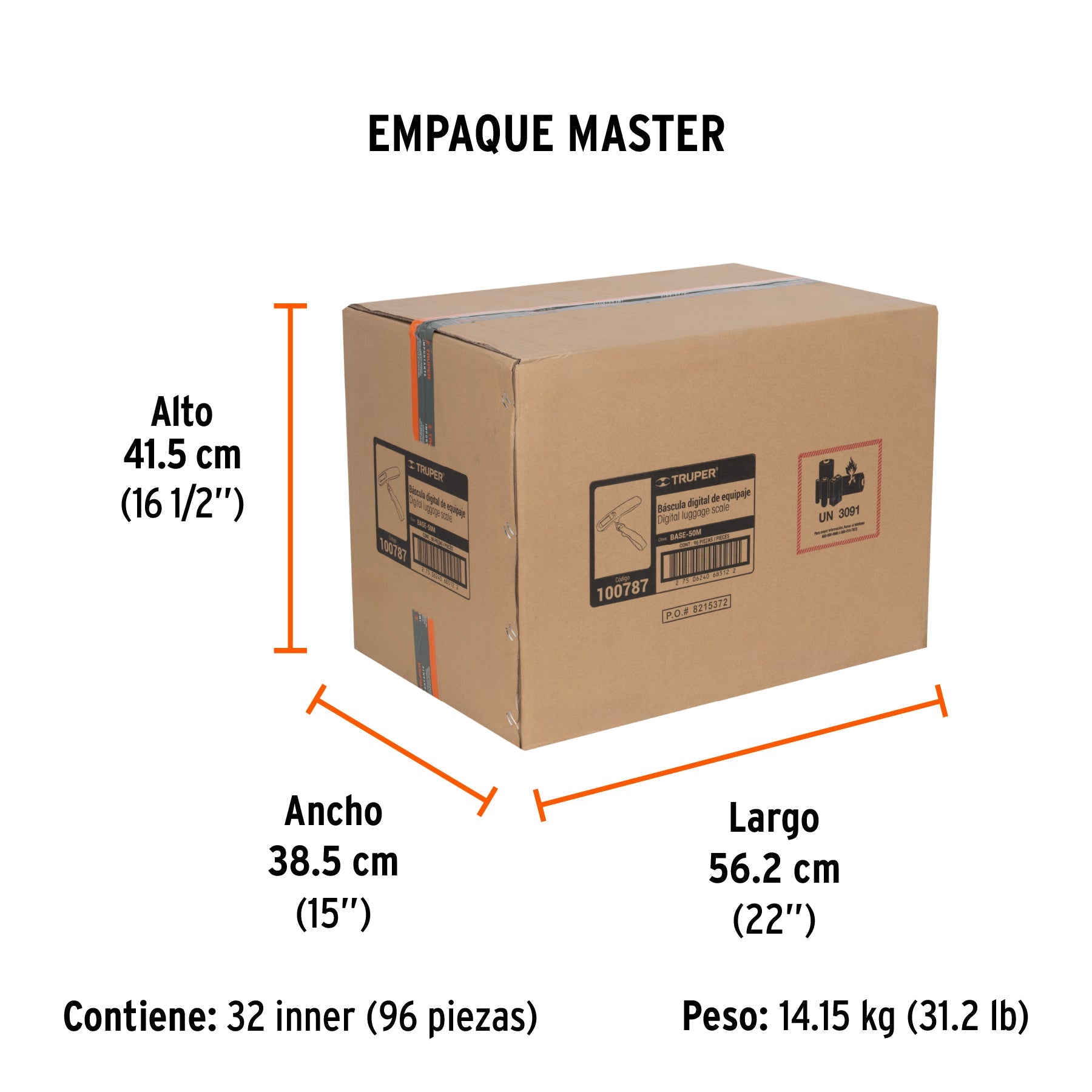 Báscula electrónica para equipaje, de pilas, 50 kg, TRUPER - Empaque