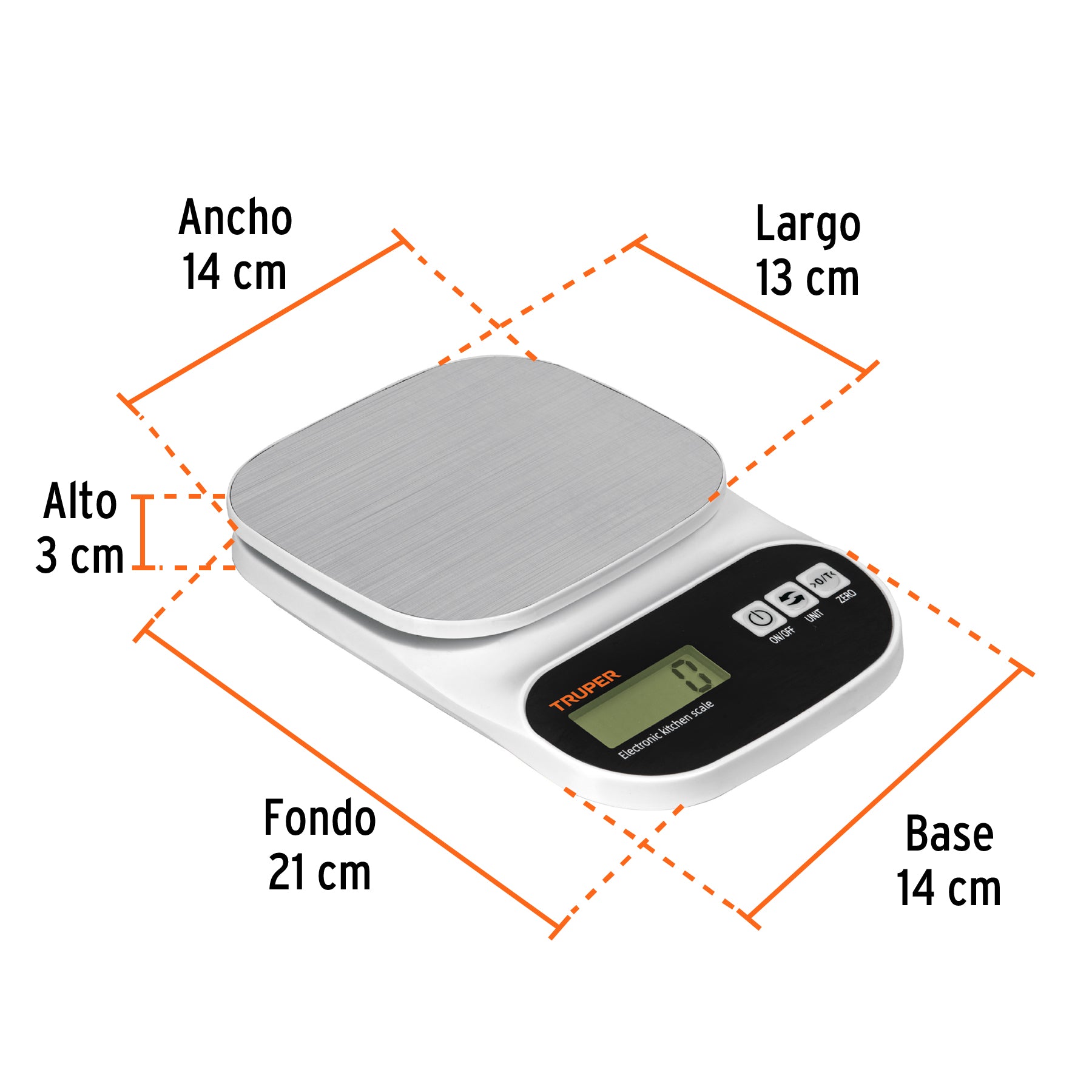 Báscula digital para cocina, plato de acero inox,5kg, TRUPER
