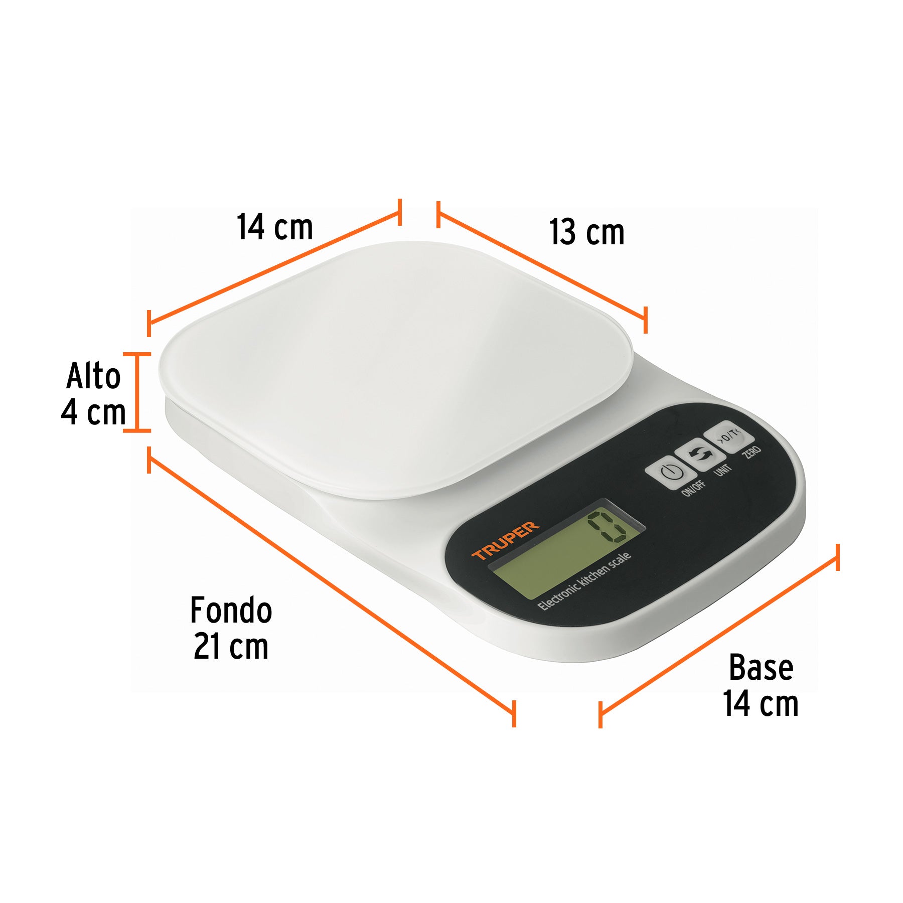 Báscula digital para cocina, plato de vidrio, 5 kg, TRUPER