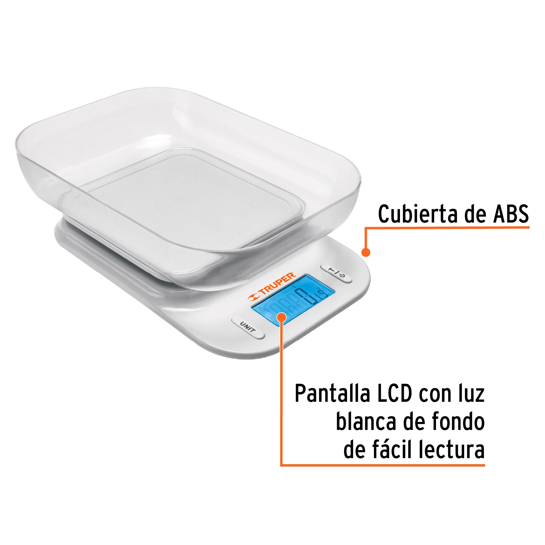 Báscula digital para cocina, con tazón, 5 kg, TRUPER