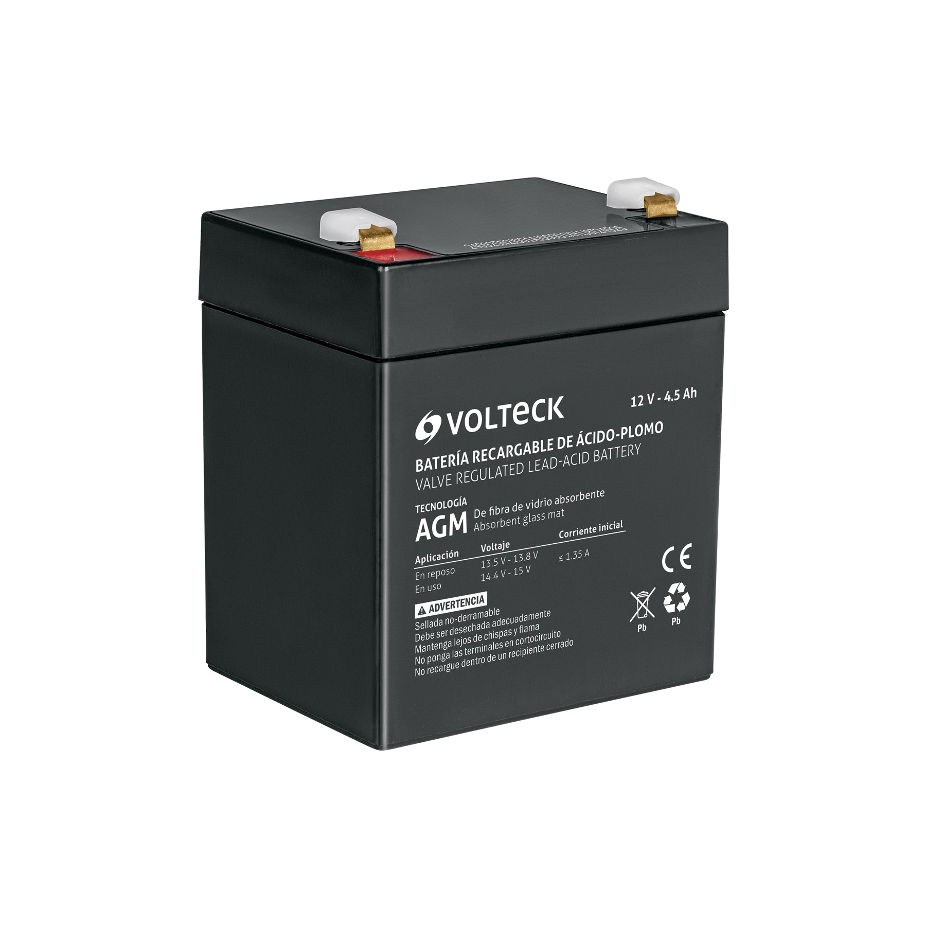 Batería sellada de ácido-plomo 12 Vcc 4.5 Ah, VOLTECK