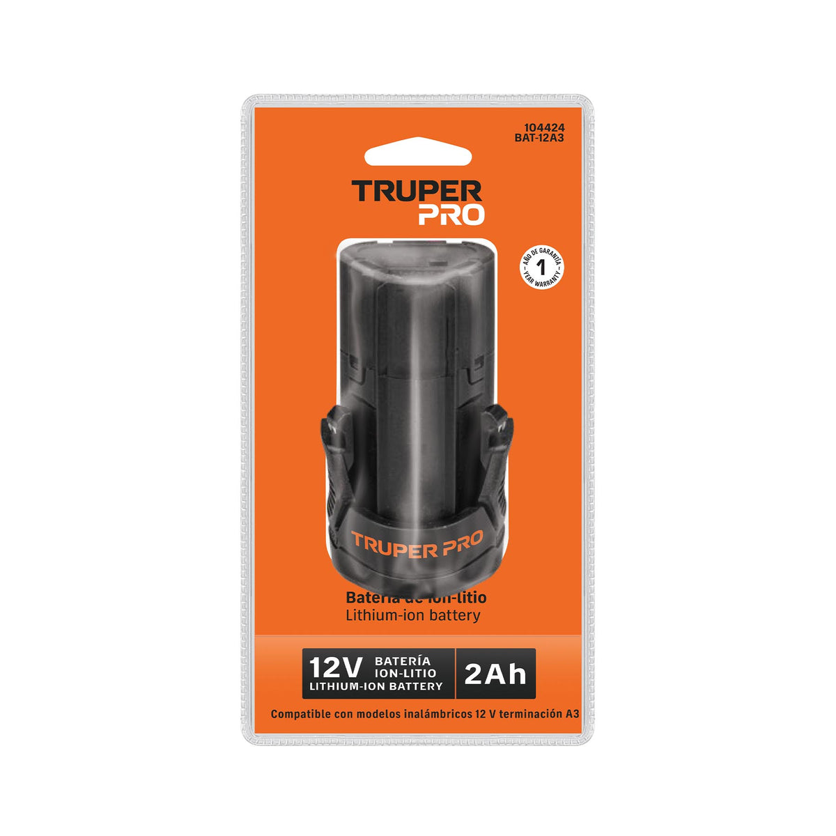 Batería ion litio, 12 V, 2 Ah, TRUPER PRO