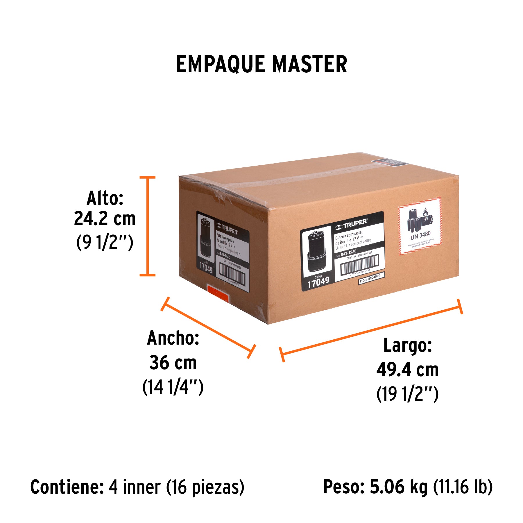 Batería ion litio, 12V, para ROTI-12AC y TALI-12AC - Empaque