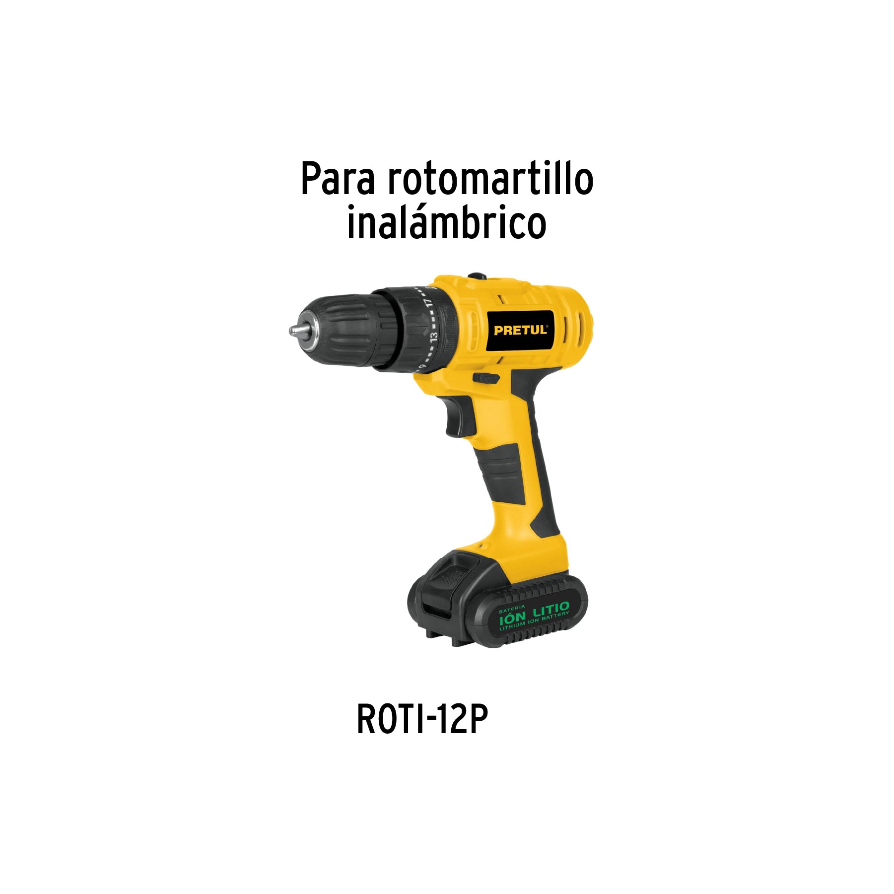 Batería ion litio, 12V, para rotomartillo ROTI-12P, PRETUL