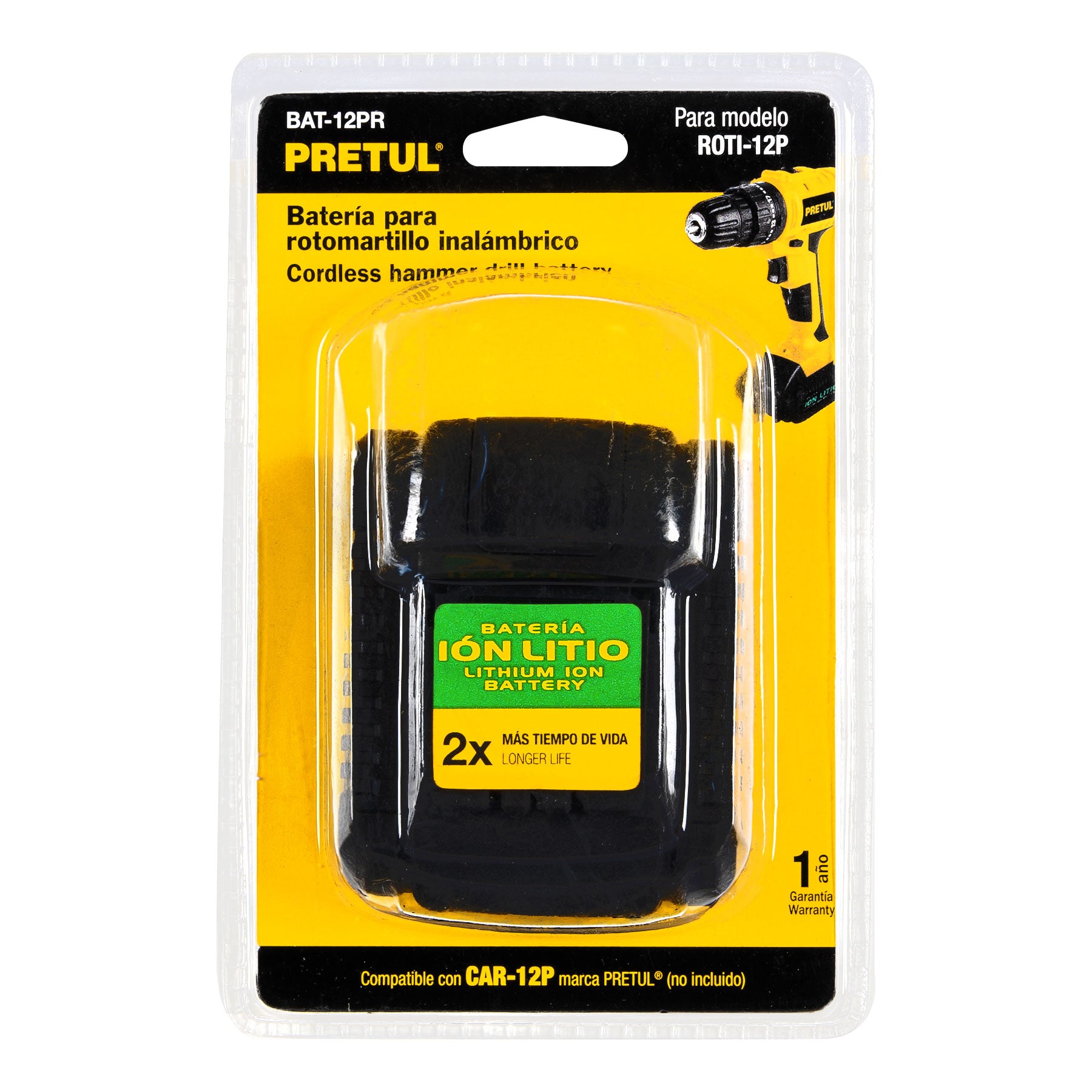 Batería ion litio, 12V, para rotomartillo ROTI-12P, PRETUL
