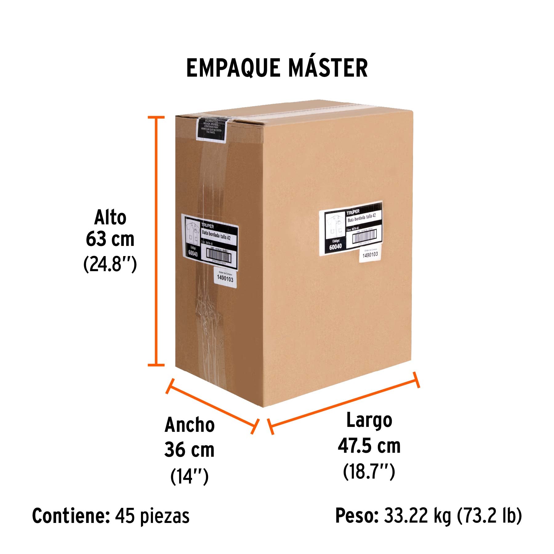 Bata de trabajo, talla 42, TRUPER - Empaque