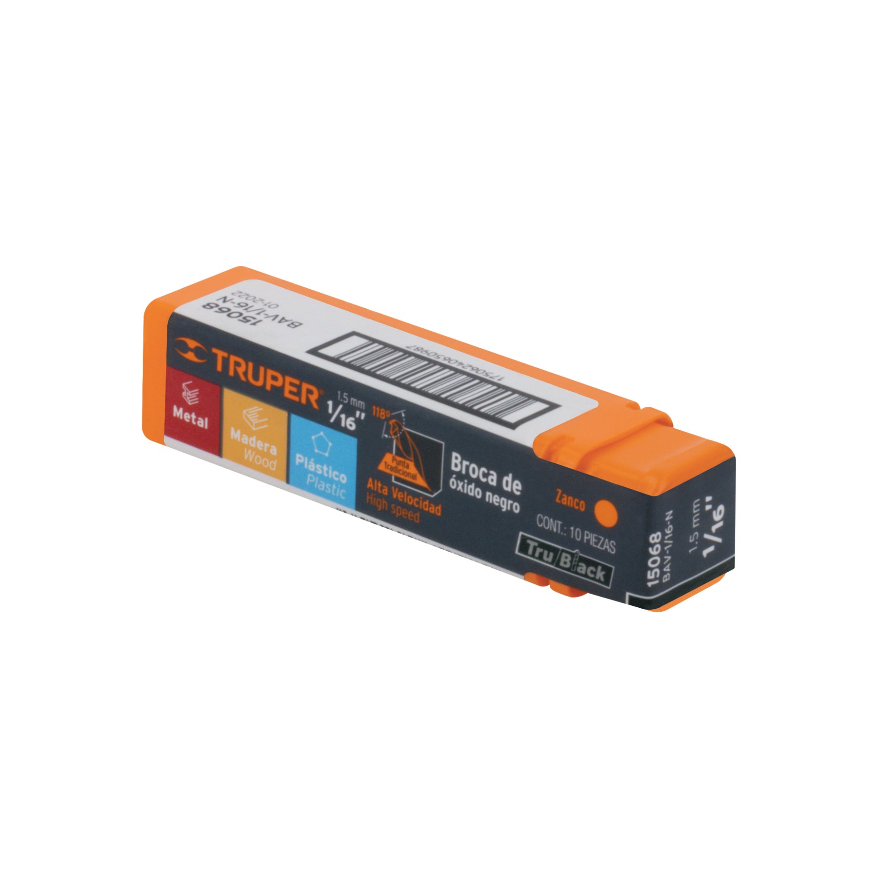 Broca HSS 1/16" Trublack para metal, TRUPER