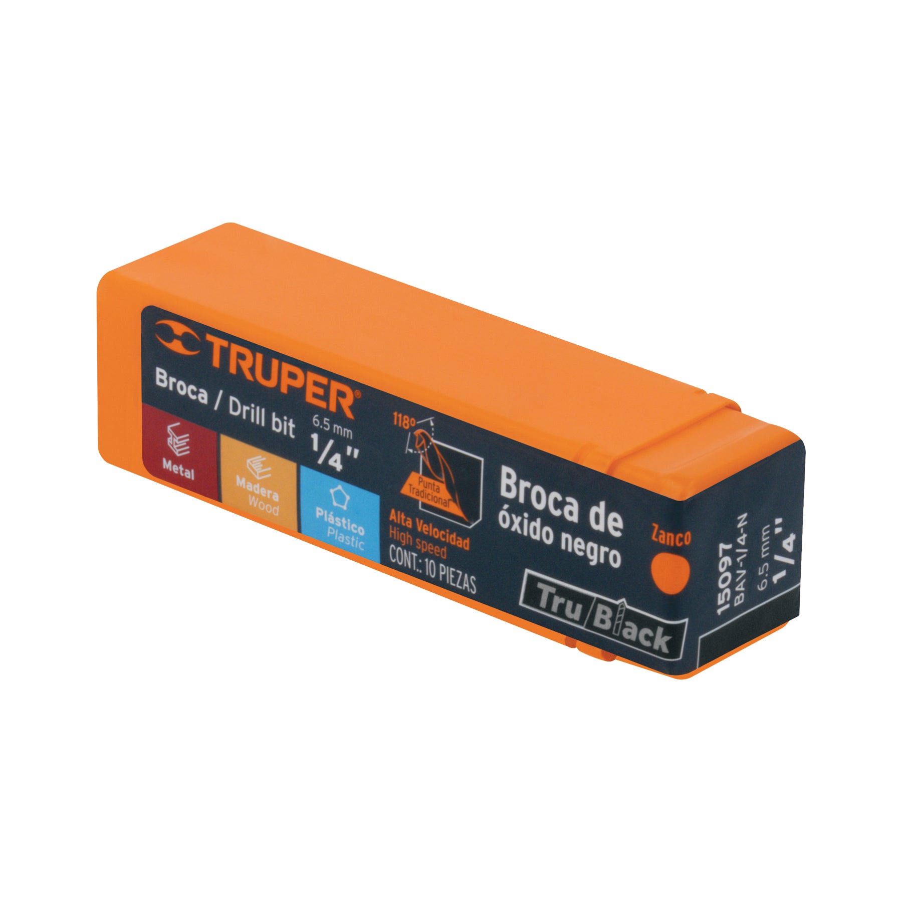 Broca HSS 1/4" Trublack para metal, TRUPER