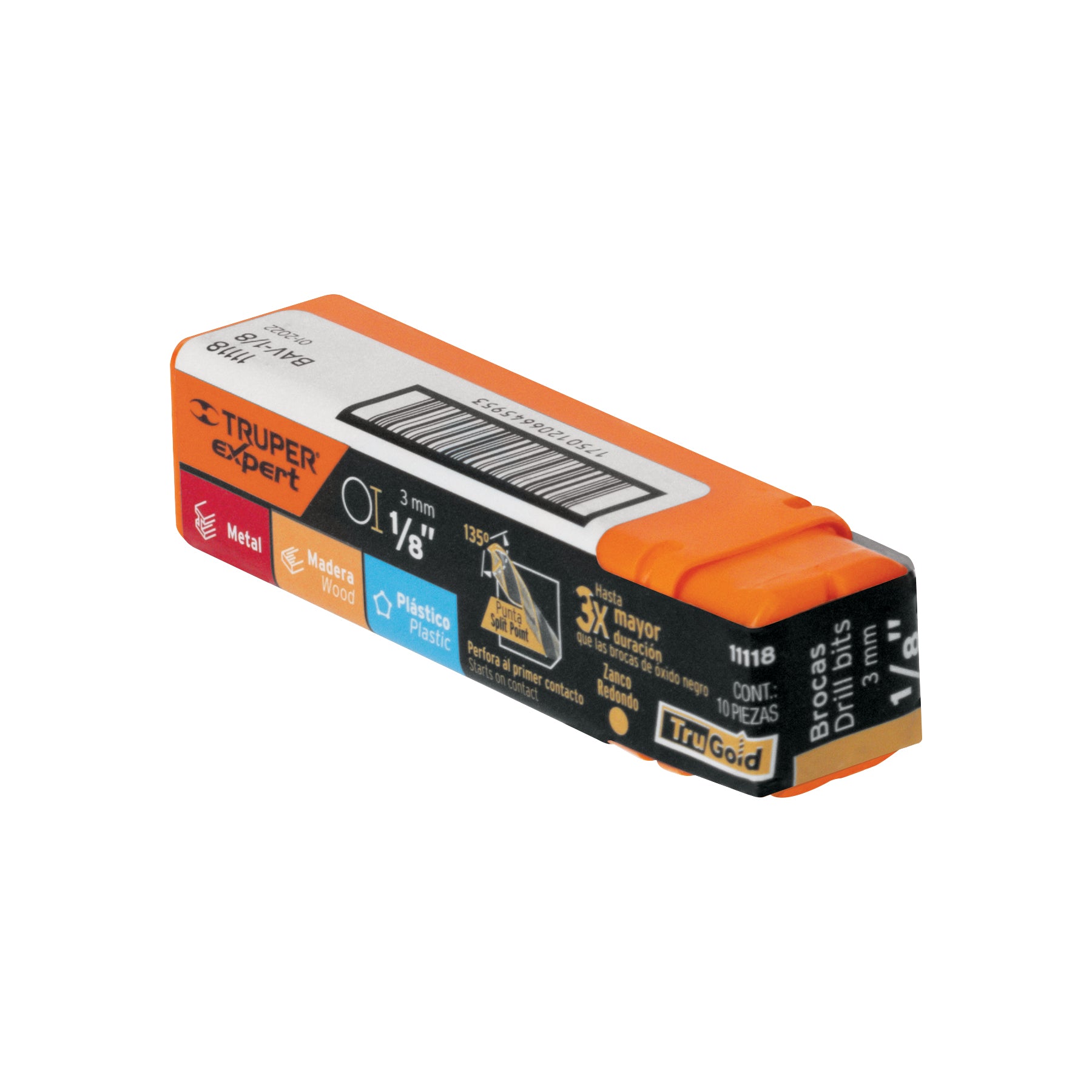 Broca HSS 1/8" Trugold para metal, TRUPER EXPERT
