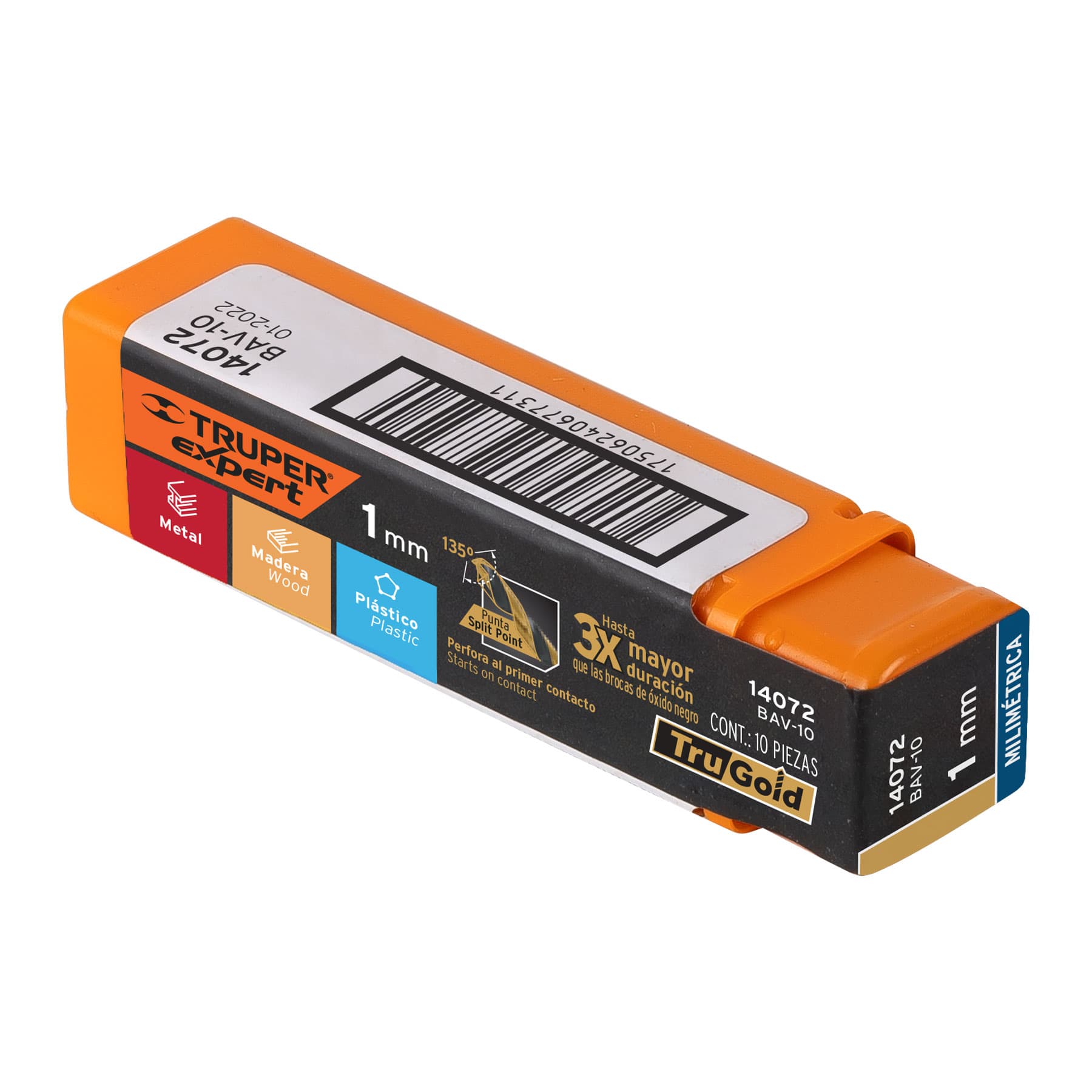 Broca HSS 1.0 mm Trugold para metal, TRUPER EXPERT