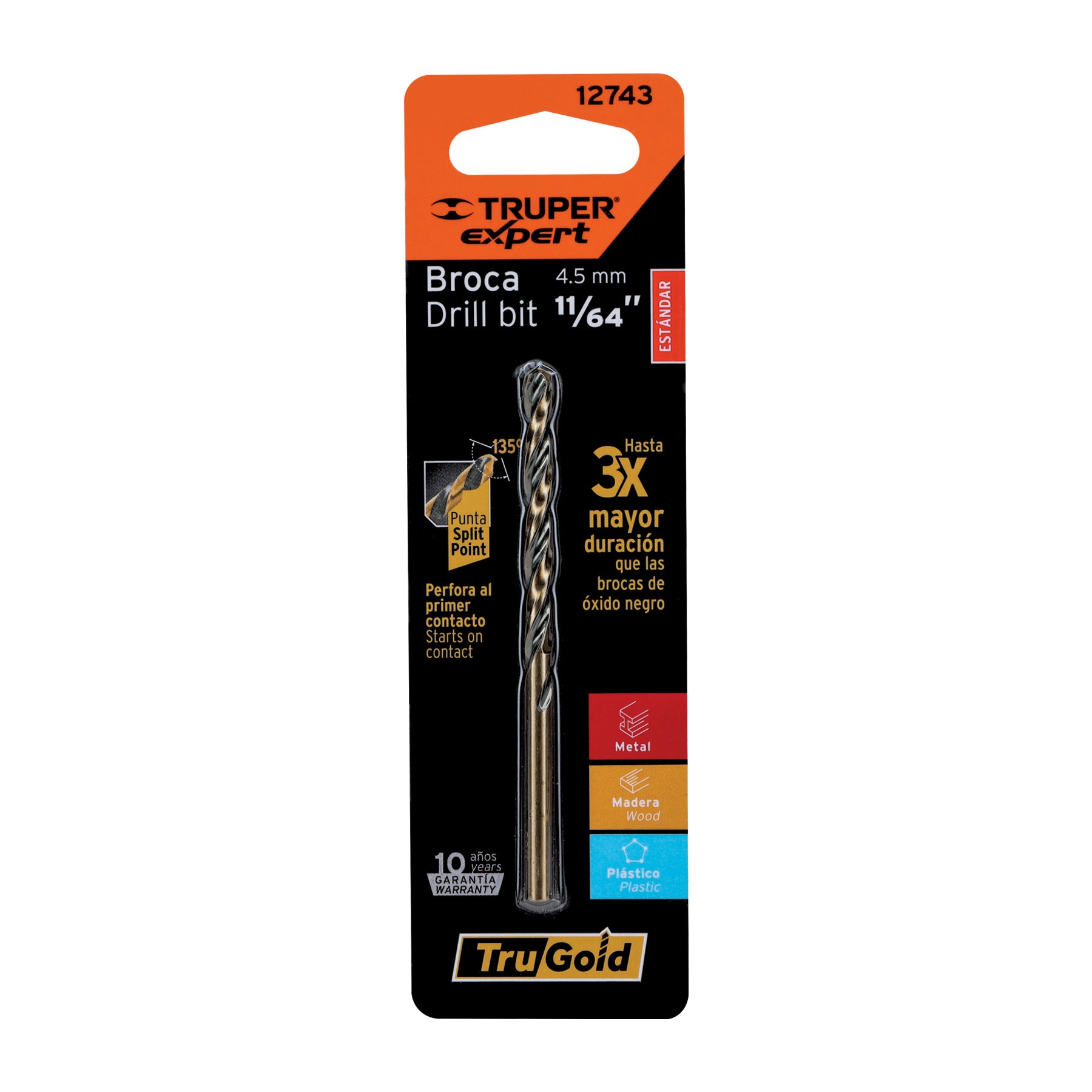 Broca HSS 11/64" Trugold para metal en blíster, EXPERT