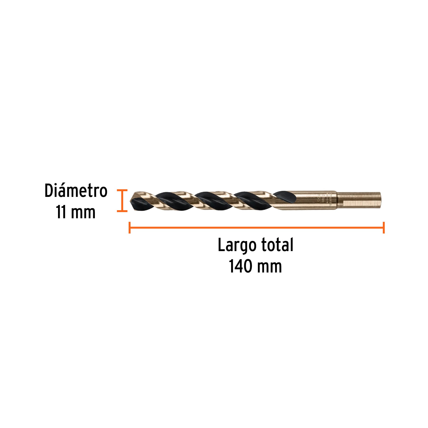 Broca HSS 11.0 mm Trugold para metal, TRUPER EXPERT